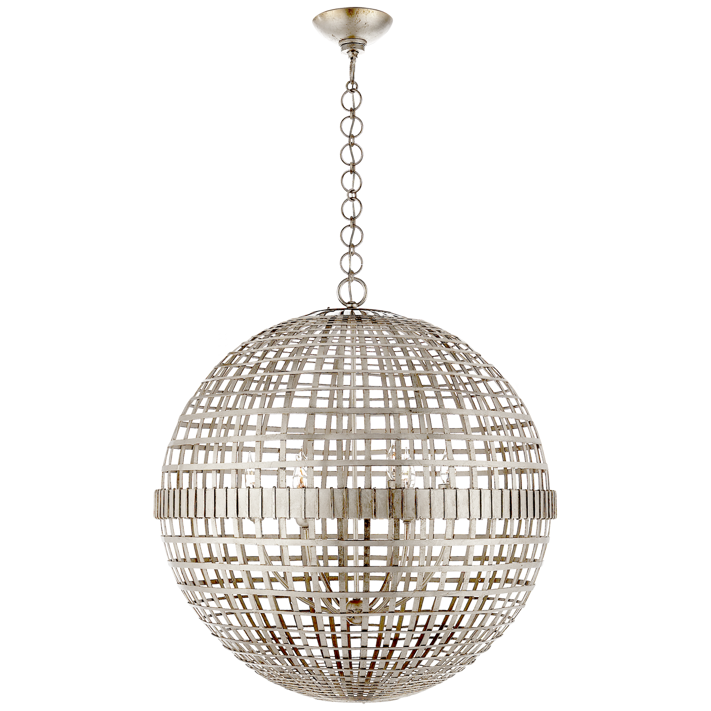 Mill Large Globe Lantern in Burnished Silver Leaf Open Box