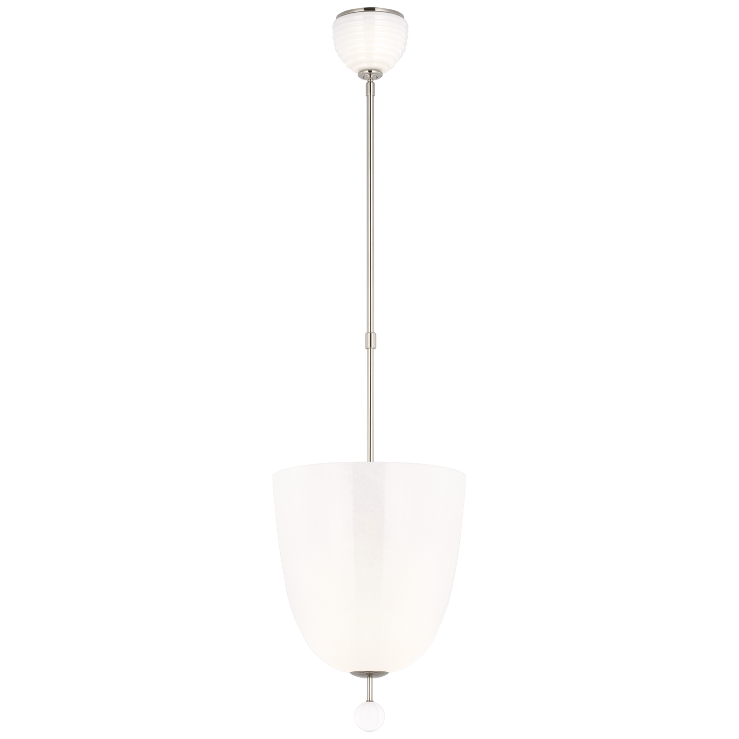 Brisa 13" Uplight Pendant in Polished Nickel with White Strie Glass