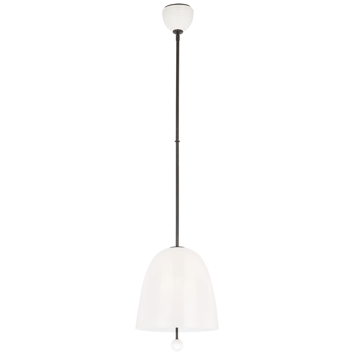 Brisa 13" Pendant in Bronze with White Strie Glass