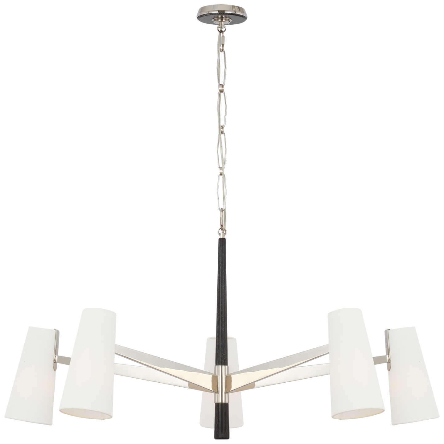 Olina 44" Chandelier in Polished Nickel and Ebony with Linen Shades