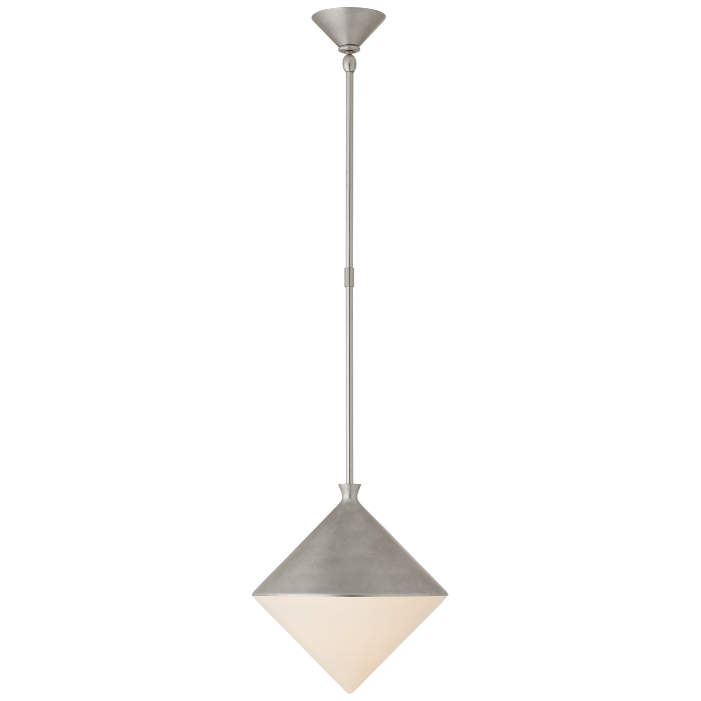 Sarnen Small Pendant in Burnished Silver Leaf with White Glass Open Box