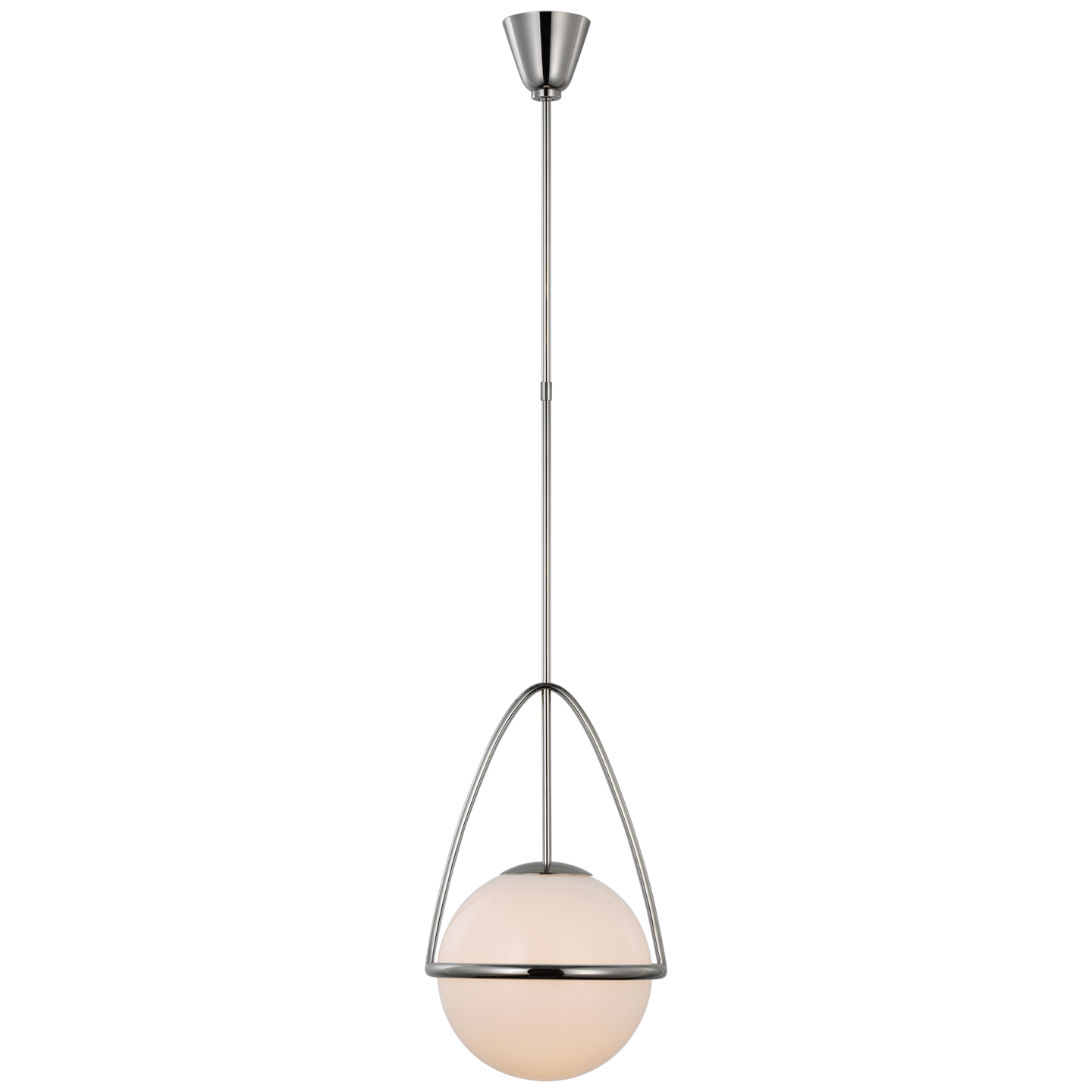 Lisette Medium Globe Pendant in Polished Nickel with White Glass  Open Box