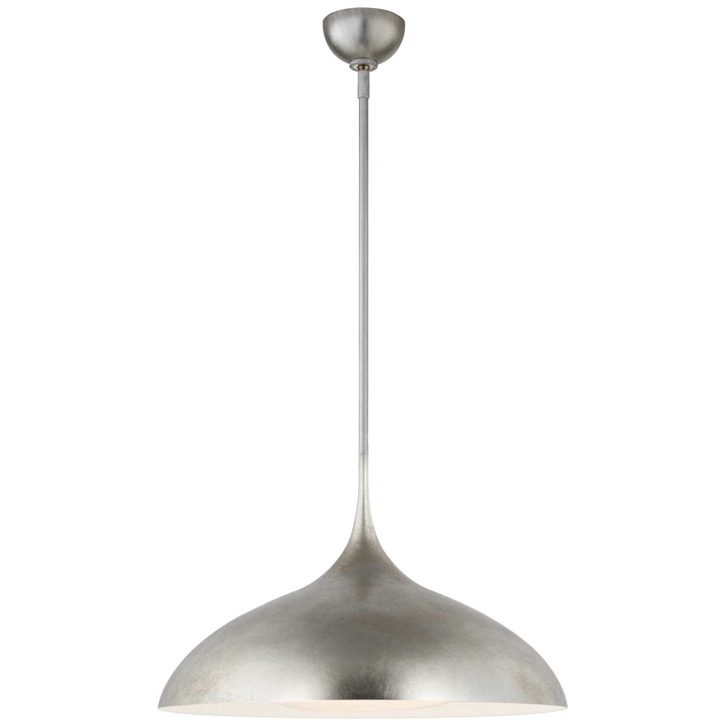 Agnes 21" Pendant in Burnished Silver Leaf with Soft White Glass Open Box