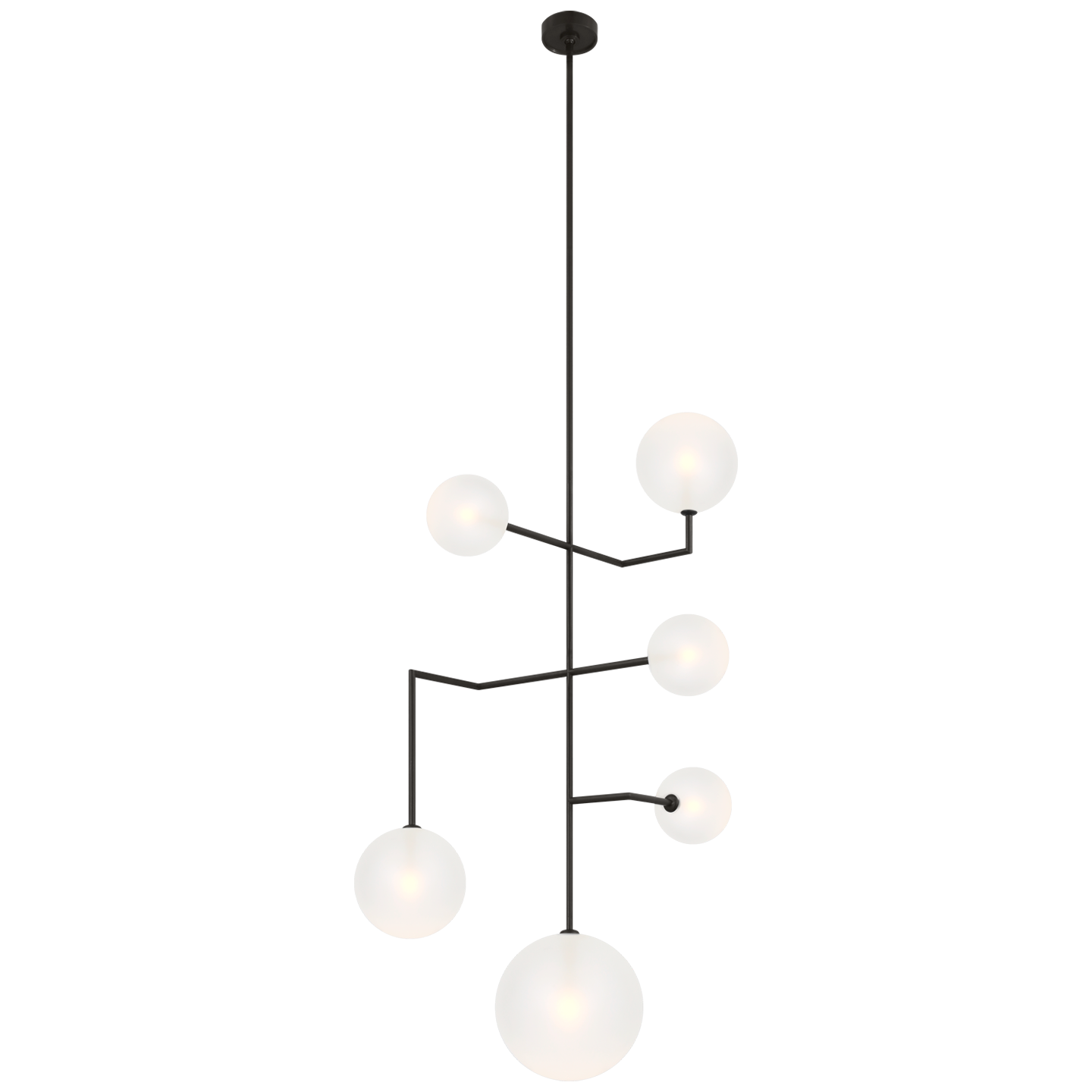 Linnea 26" Entry Chandelier in Modern Iron with Soft Etched Glass
