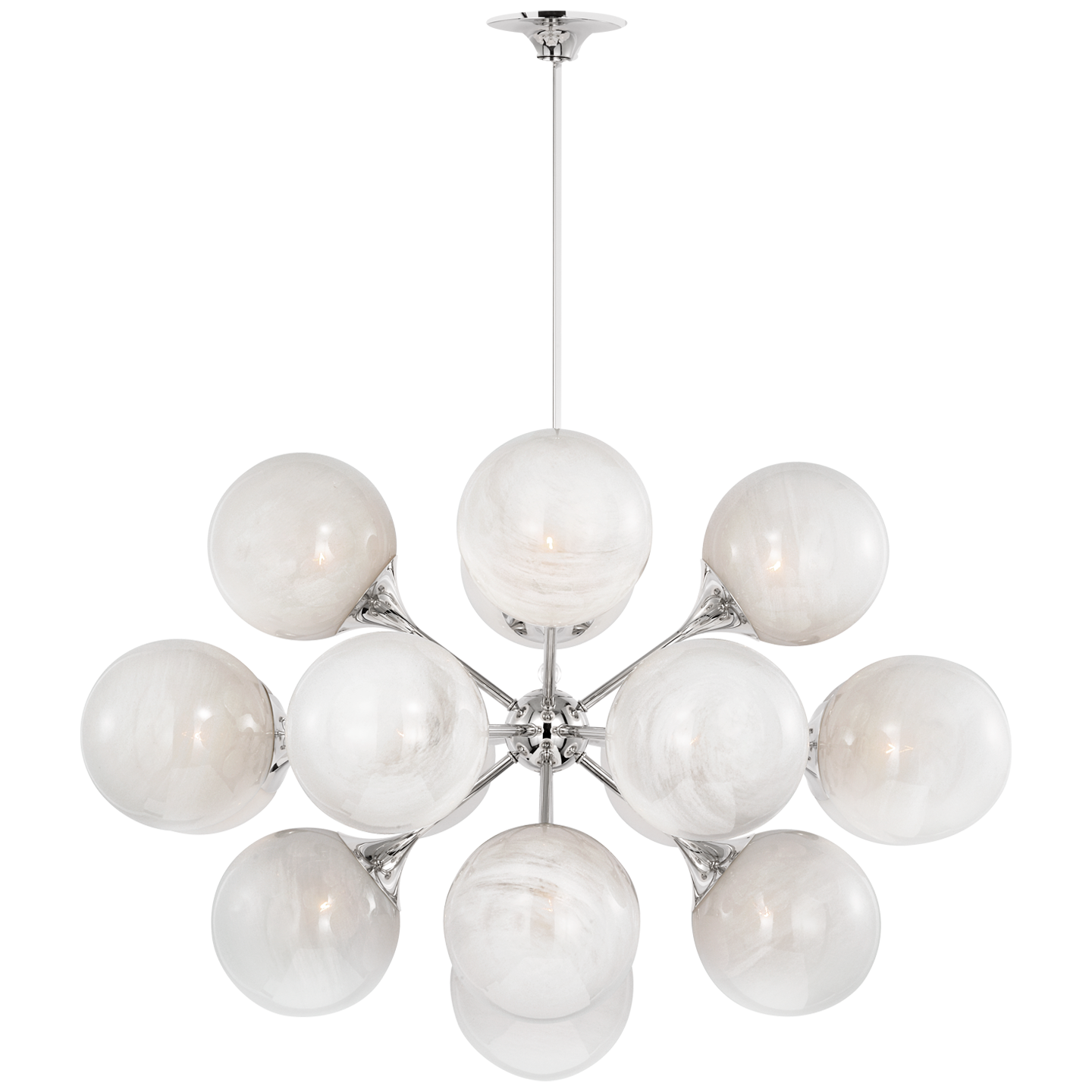 Cristol 40" Chandelier in Polished Nickel with White Strie Glass Open Box