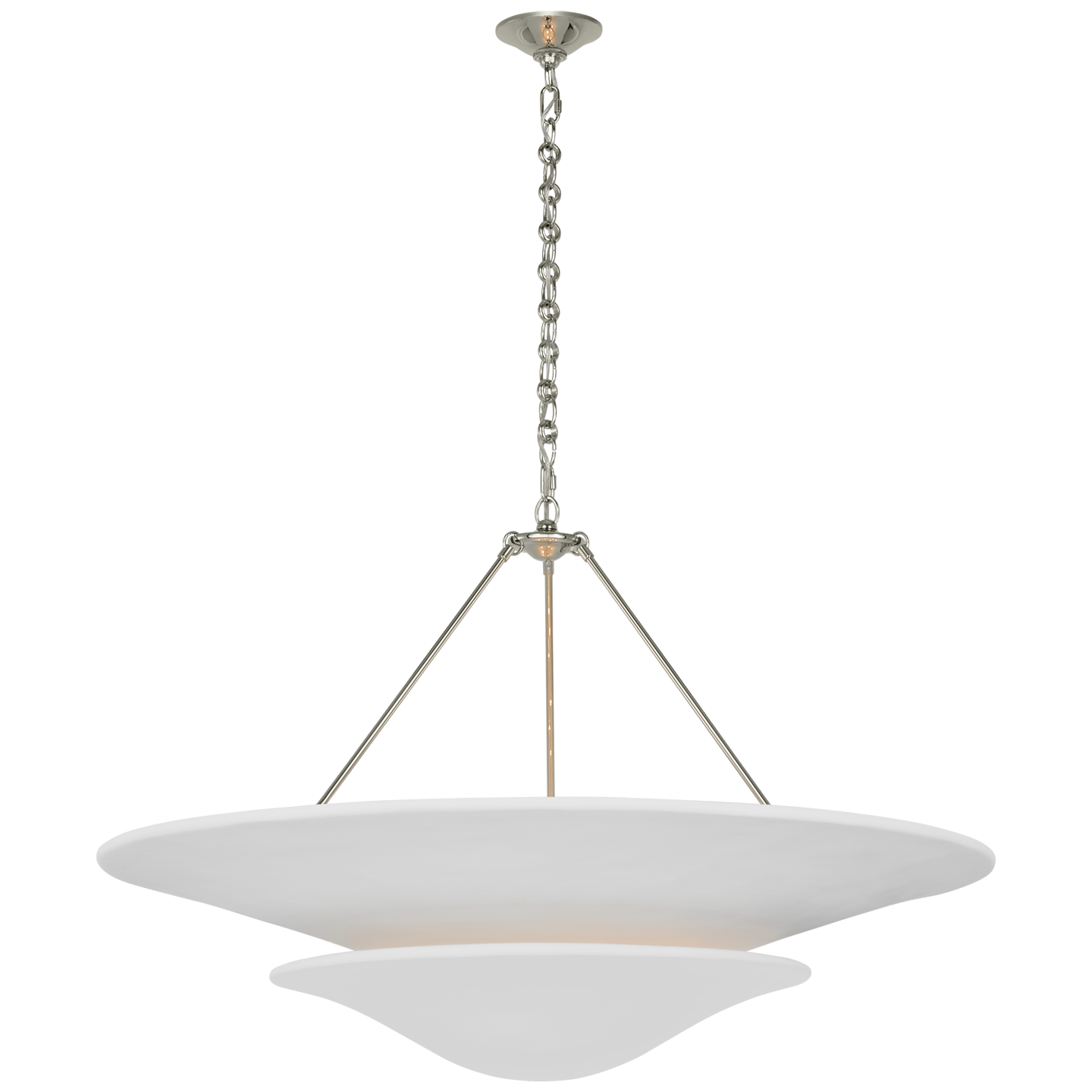 Mollino 40" Chandelier in Polished Nickel with Plaster White Shade