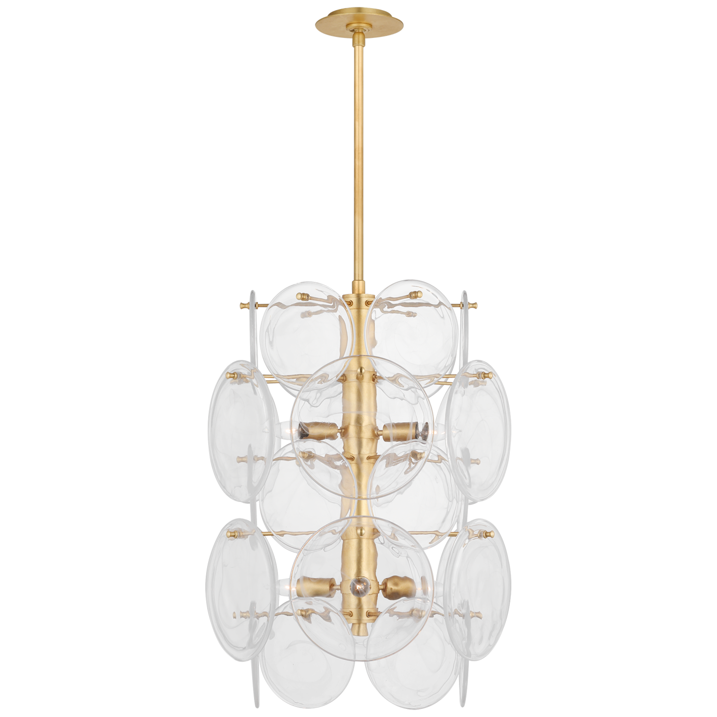 Loire Medium Barrel Chandelier in Gild with Clear Strie Glass