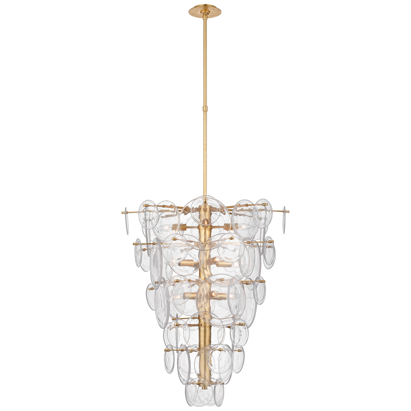 Loire Cascading Chandelier in Gild with Clear Strie Glass