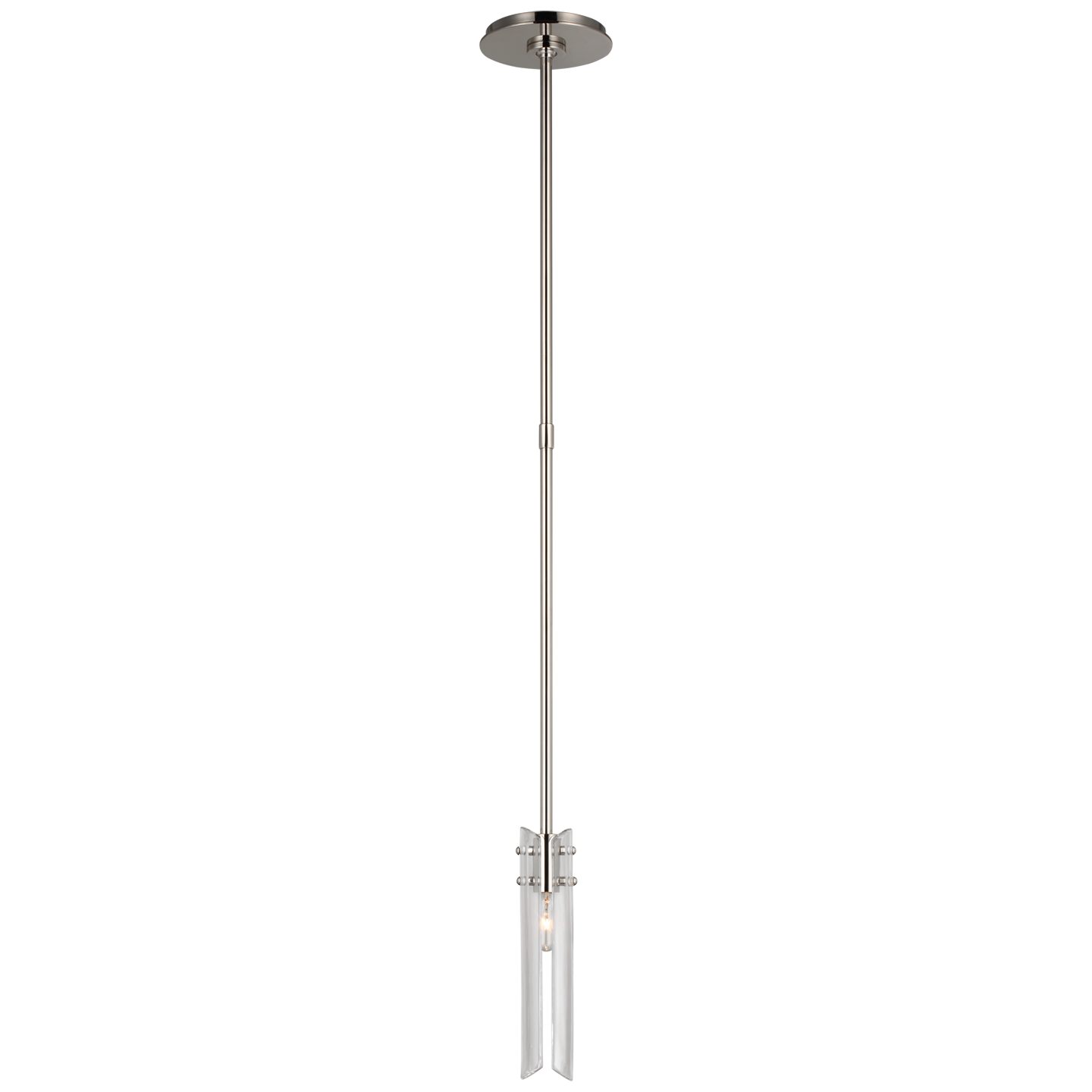 Casoria Petite Single Pendant in Polished Nickel with Clear Glass Open Box