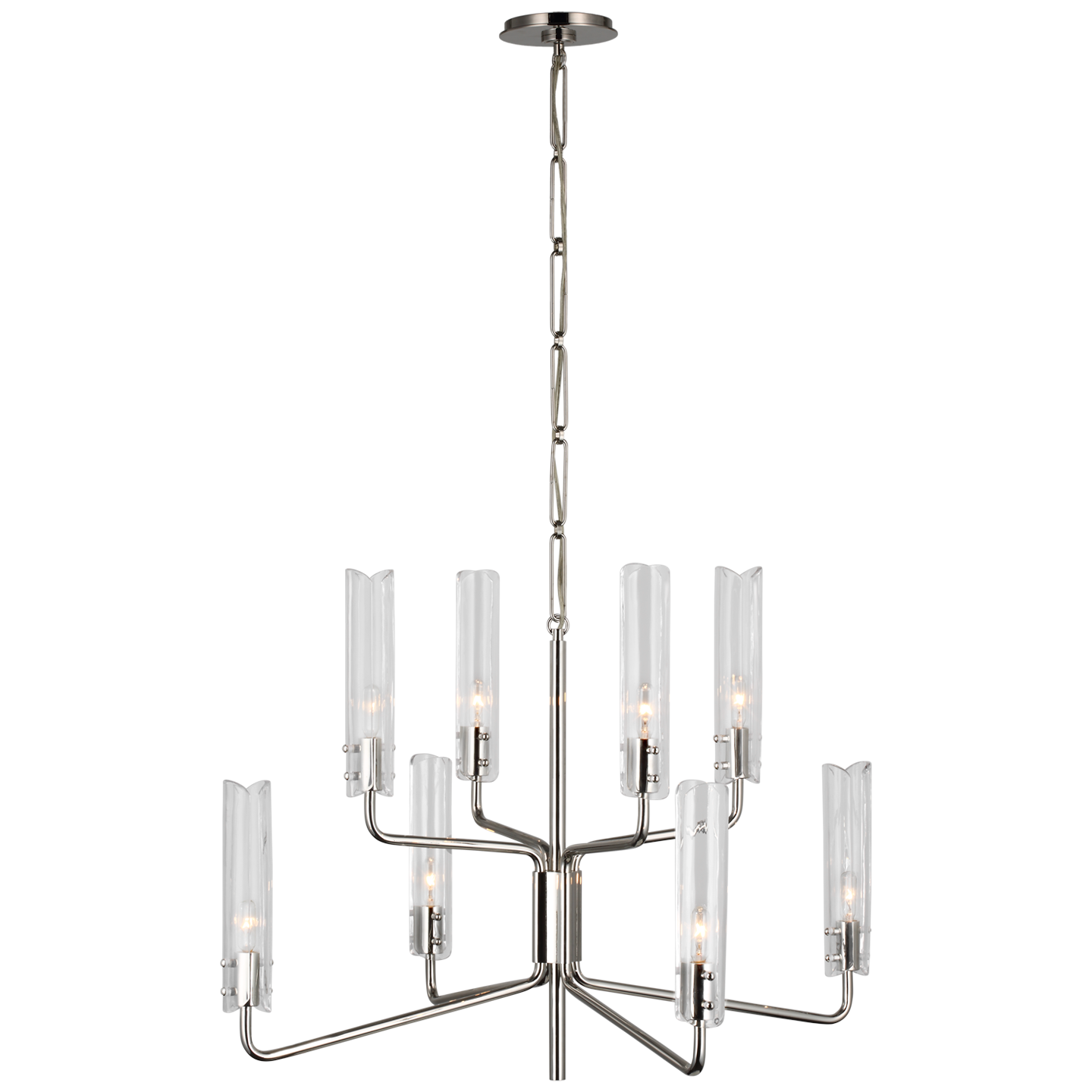 Casoria Medium Two-Tier Chandelier in Polished Nickel with Clear Glass Open Box