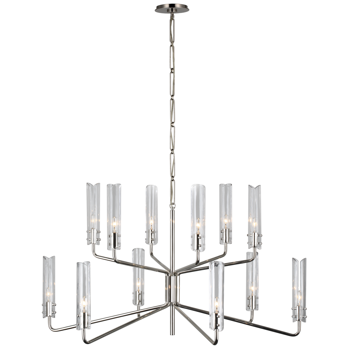 Casoria Large Two-Tier Chandelier in Polished Nickel with Clear Glass Open Box