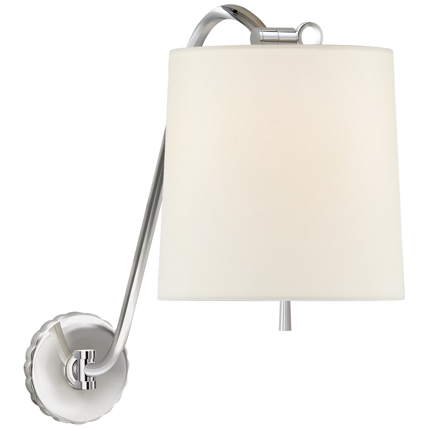 UNDERSTUDY SCONCE IN POLISHED NICKEL with Linen Shade Open Box