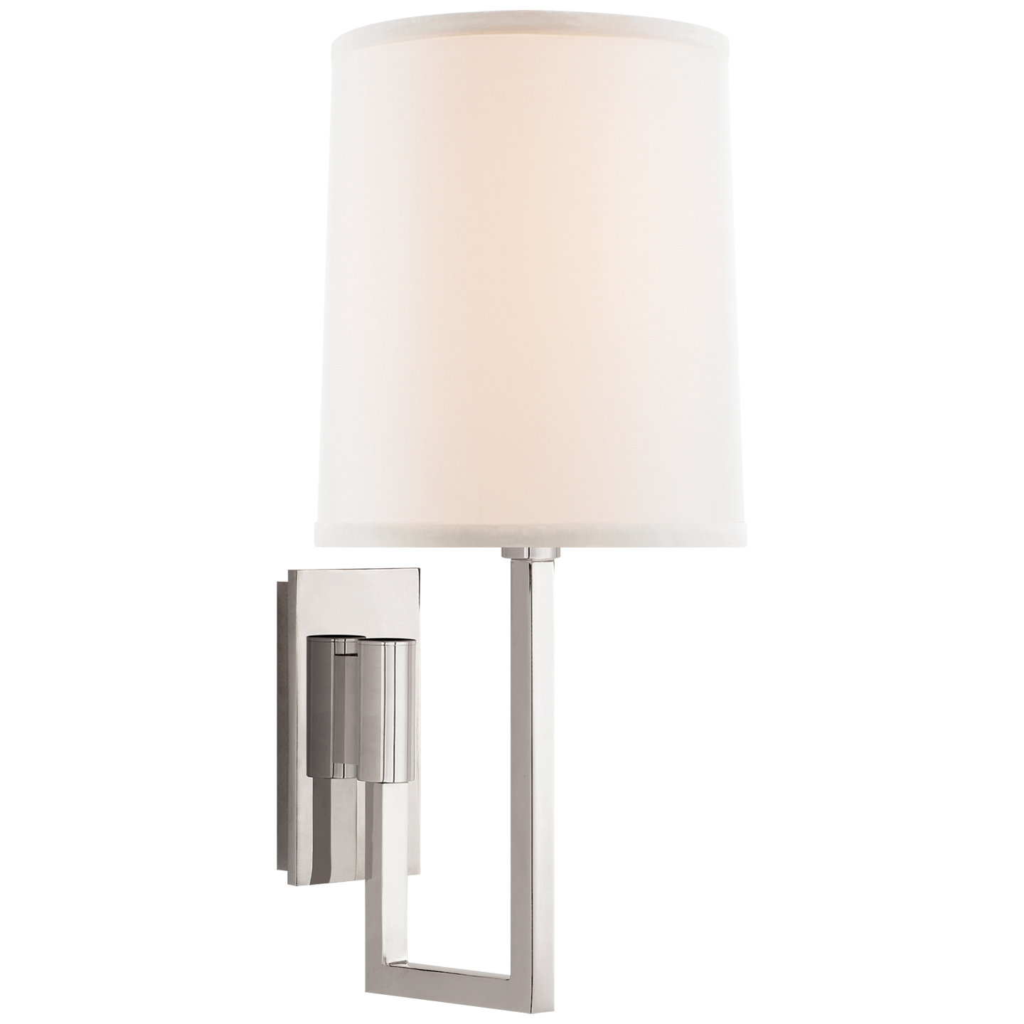 Aspect Library Sconce in Polished Nickel with Ivory Linen Shade Open Box