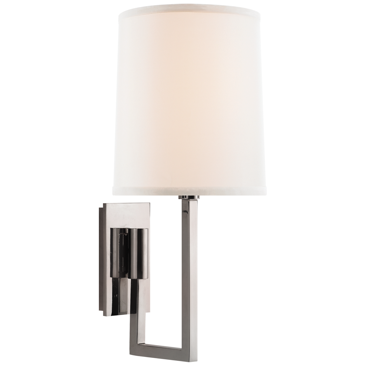 Aspect Library Sconce in Soft Silver with Ivory Linen Shade Open Box