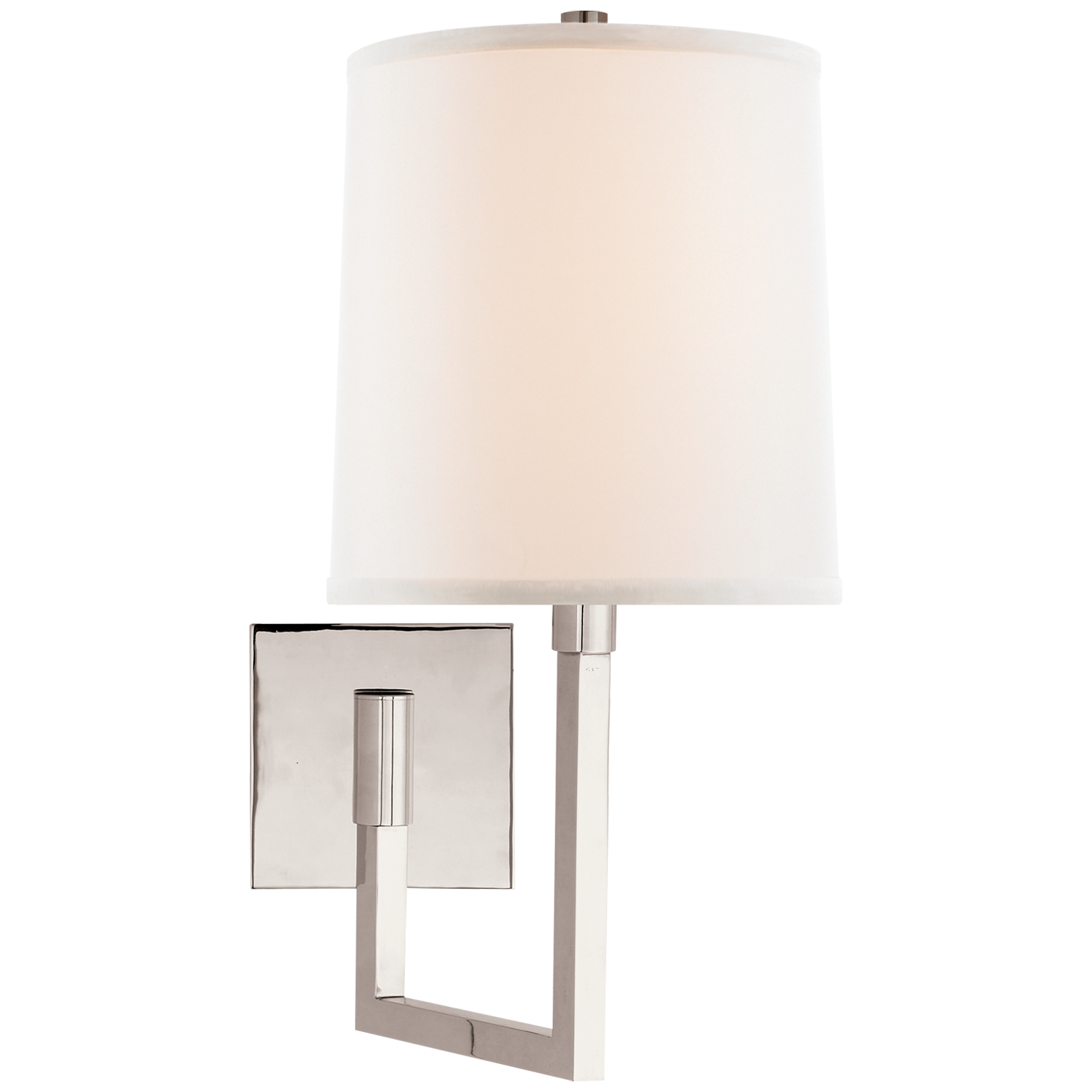 Aspect Small Articulating Sconce in Polished Nickel with Ivory Linen Shade Open Box