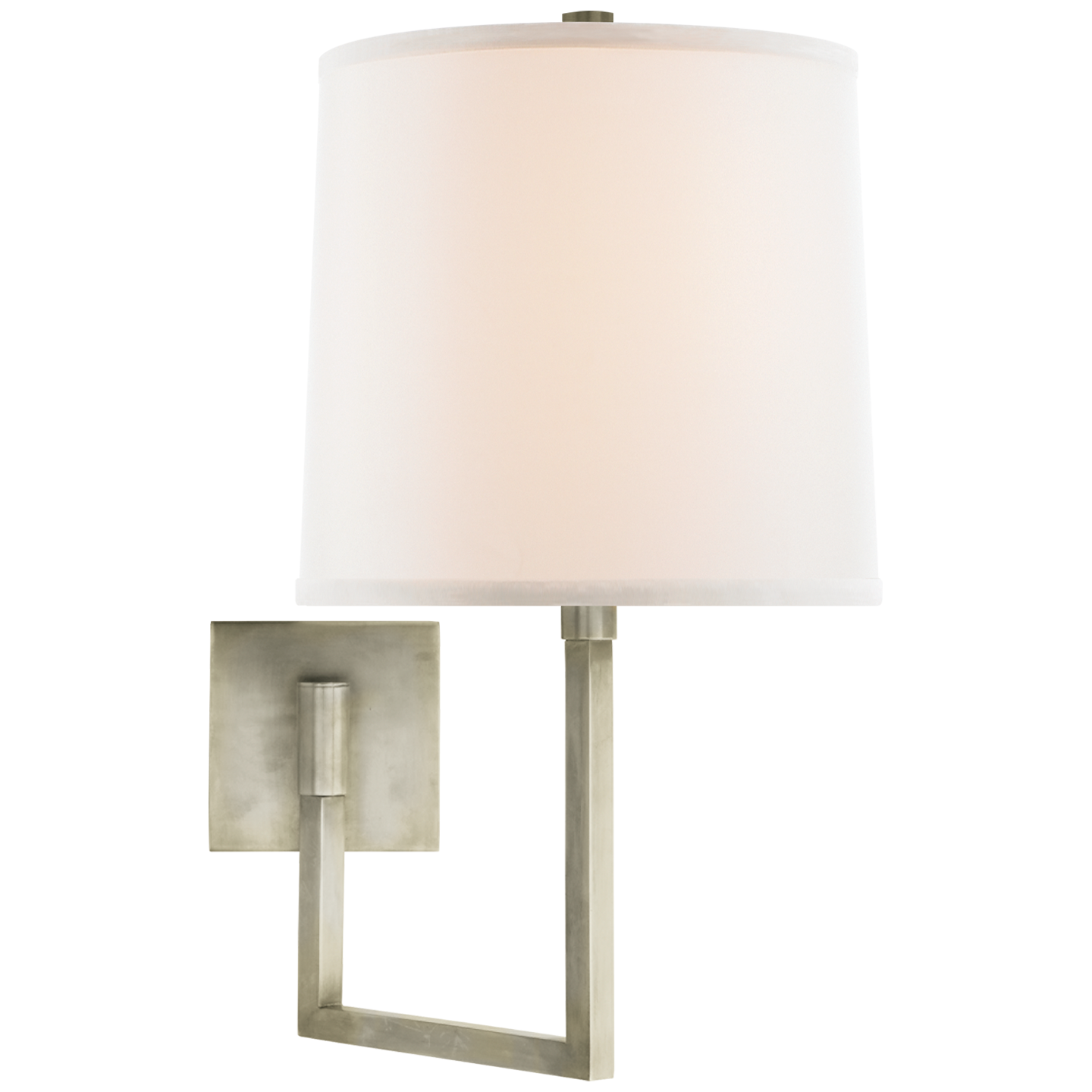 Aspect Large Articulating Sconce in Pewter with Ivory Linen Shade Open Box