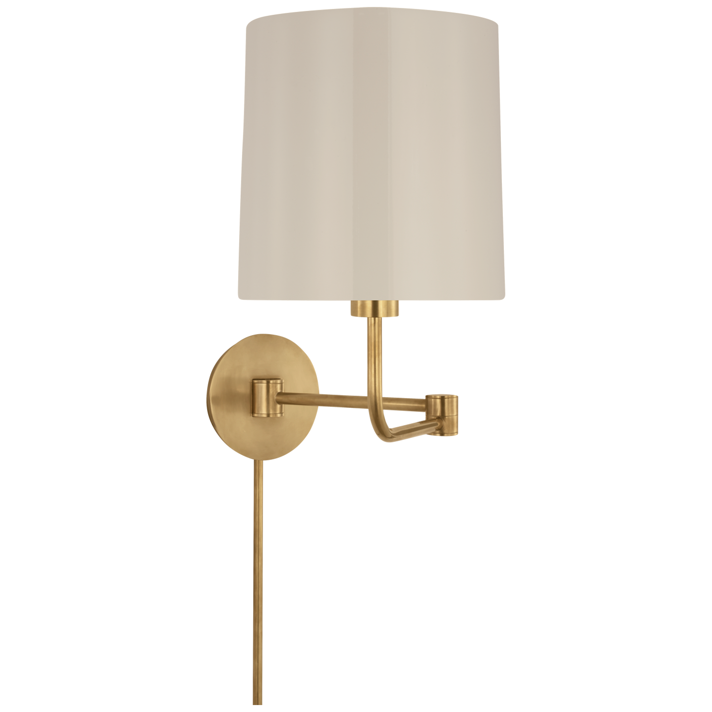 Go Lightly Swing Arm Wall Light in Soft Brass with China White Shade Open Box