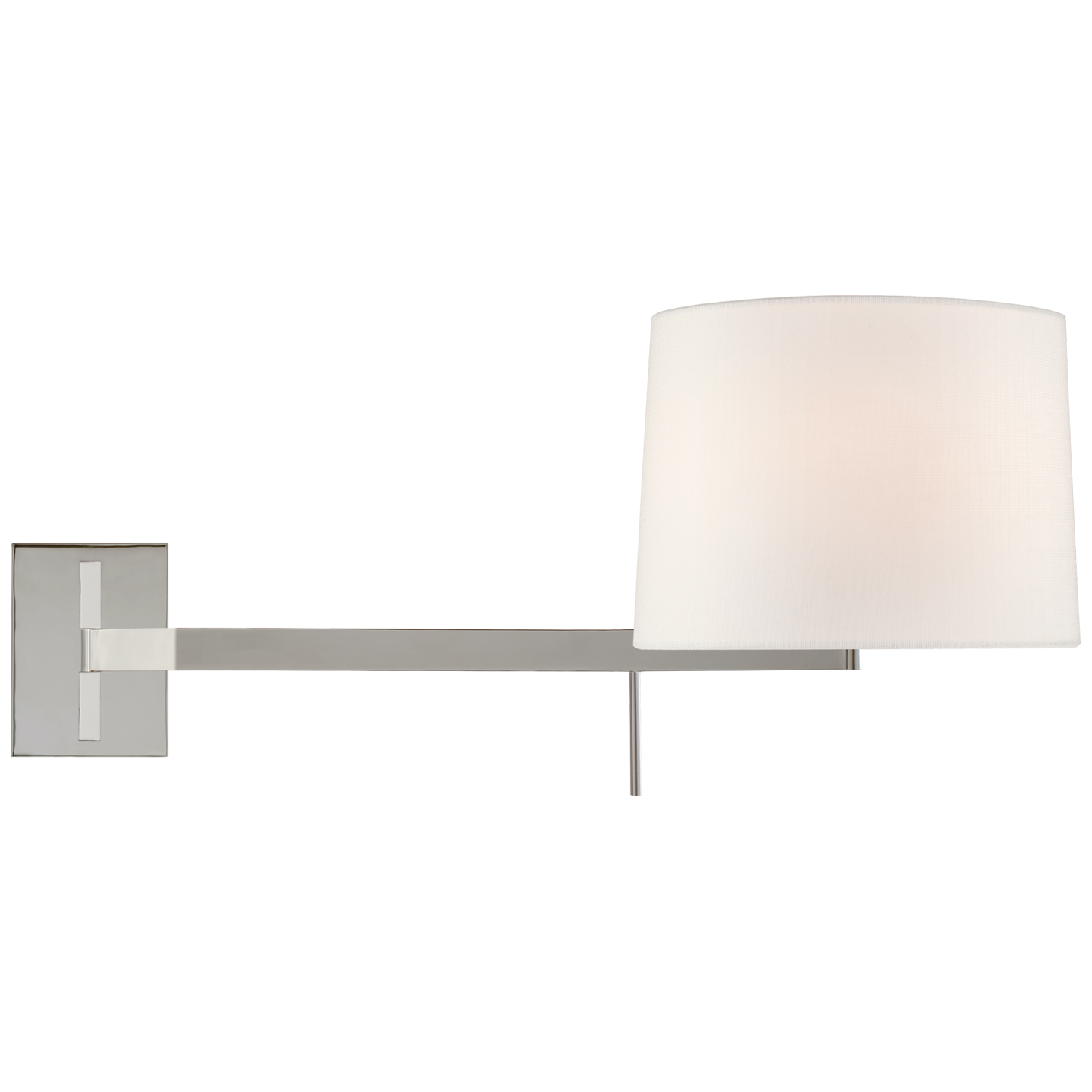 Sweep Medium Left Articulating Sconce in Polished Nickel with Linen Shade Open Box