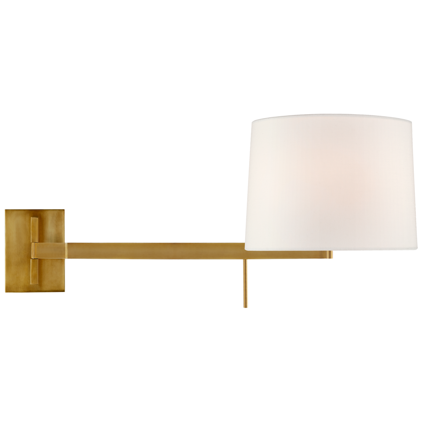 Sweep Medium Left Articulating Sconce in Soft Brass with Linen Shade Open Box