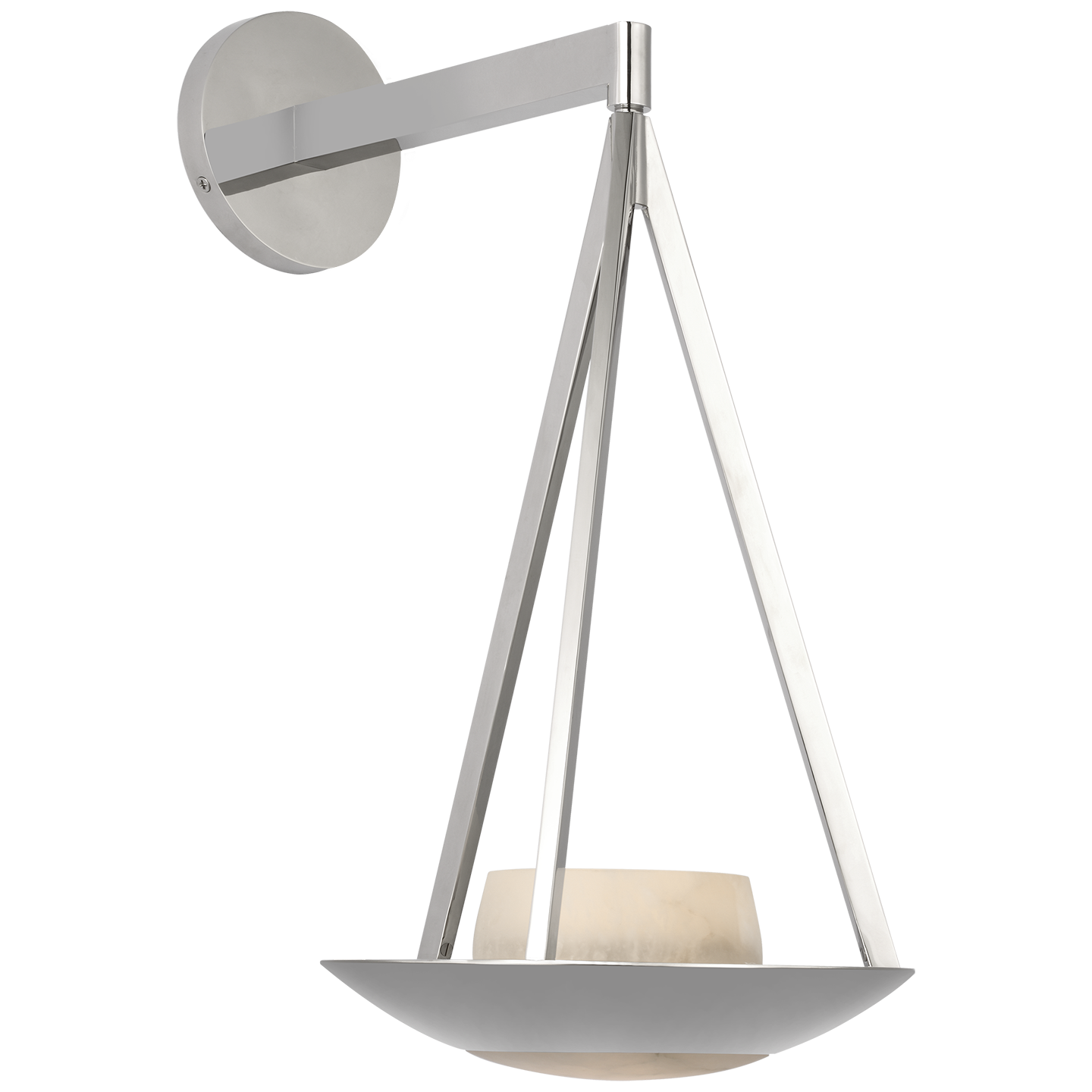 Divina 19" Floating Bowl Sconce in Polished Nickel with Alabaster