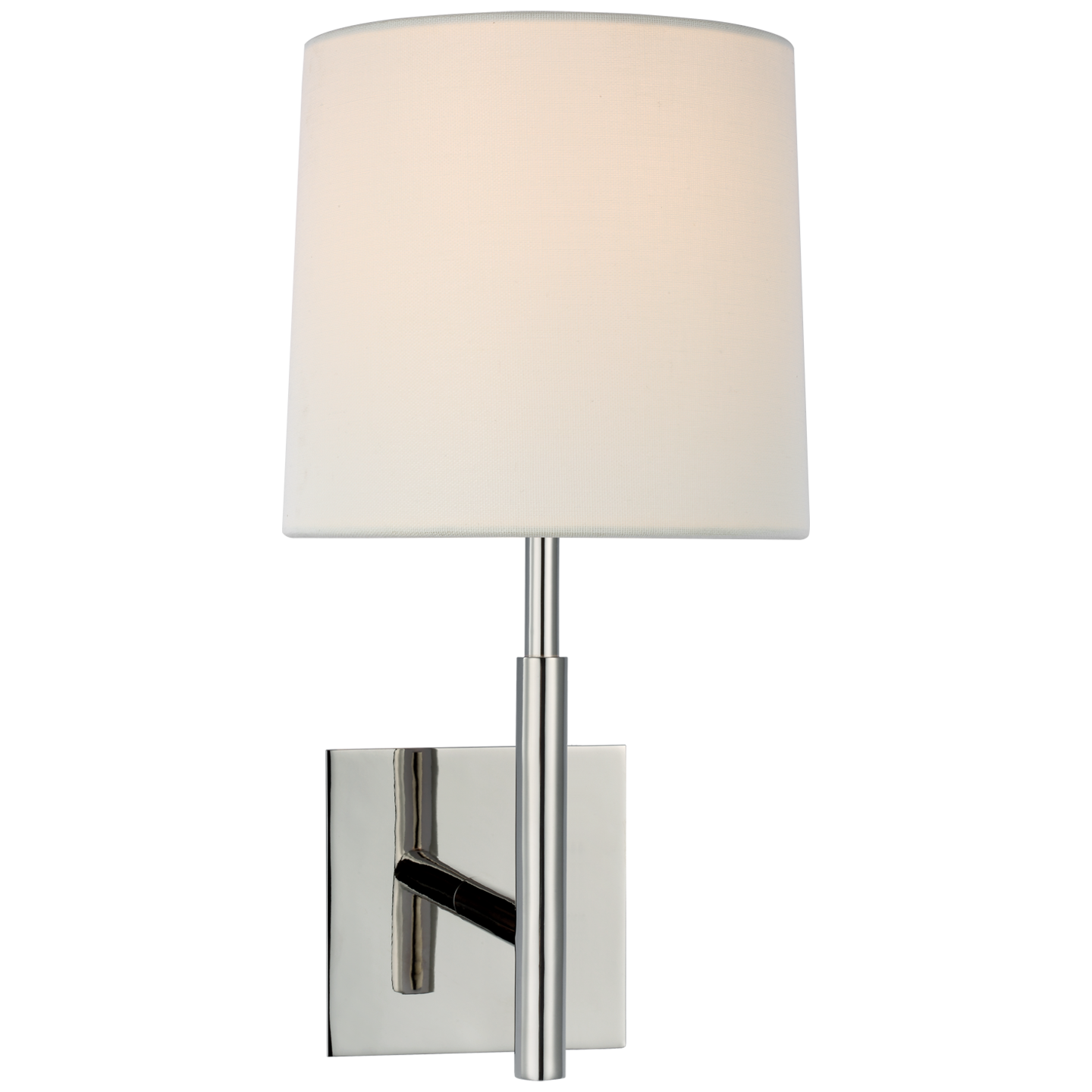 Clarion Medium Library Sconce in Polished Nickel with Linen Shade Open Box