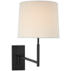 Clarion Medium Articulating Sconce in Bronze with Linen Shade