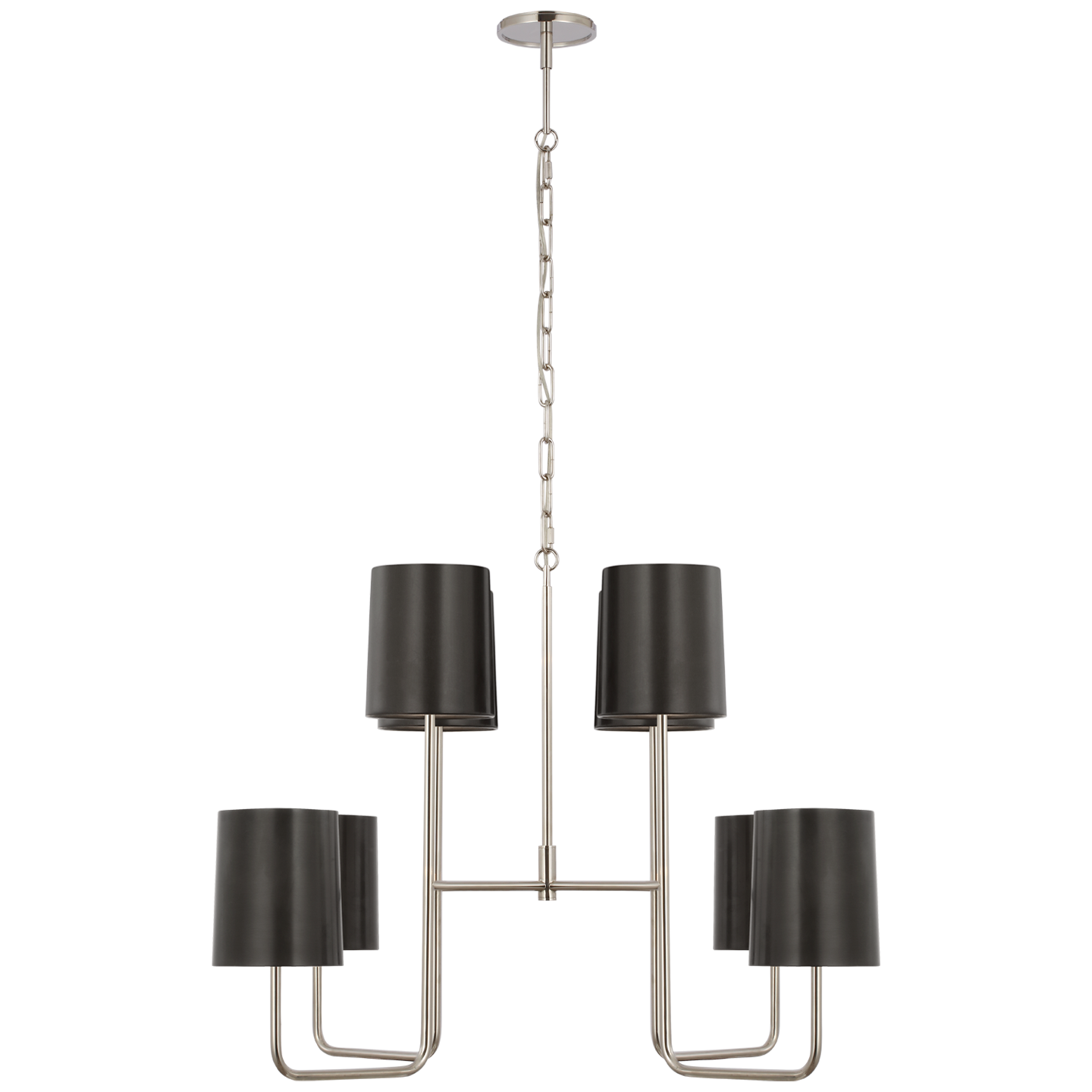 Go Lightly Extra Large Two Tier Chandelier in Polished Nickel with Bronze Shades Open Box