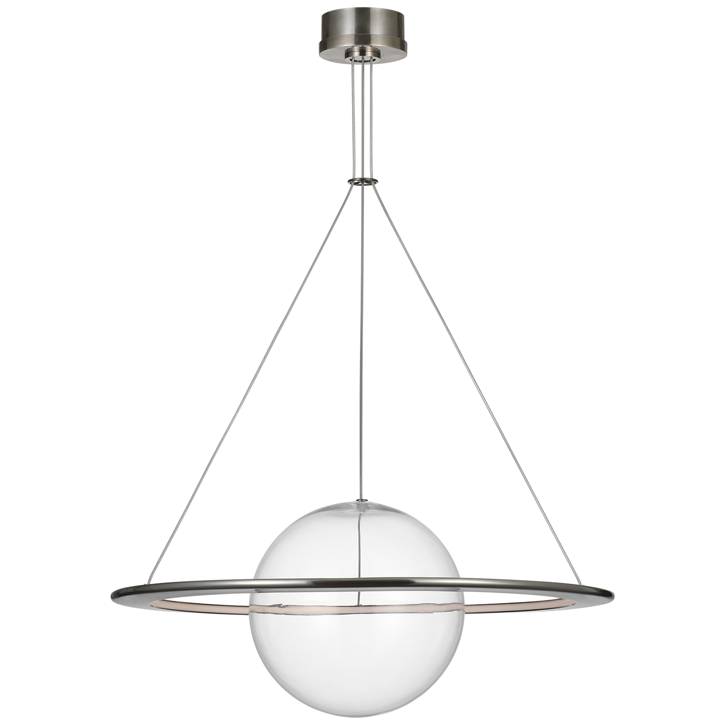 Cosmos 28" Ring and Orb Chandelier in Pewter with Clear Glass