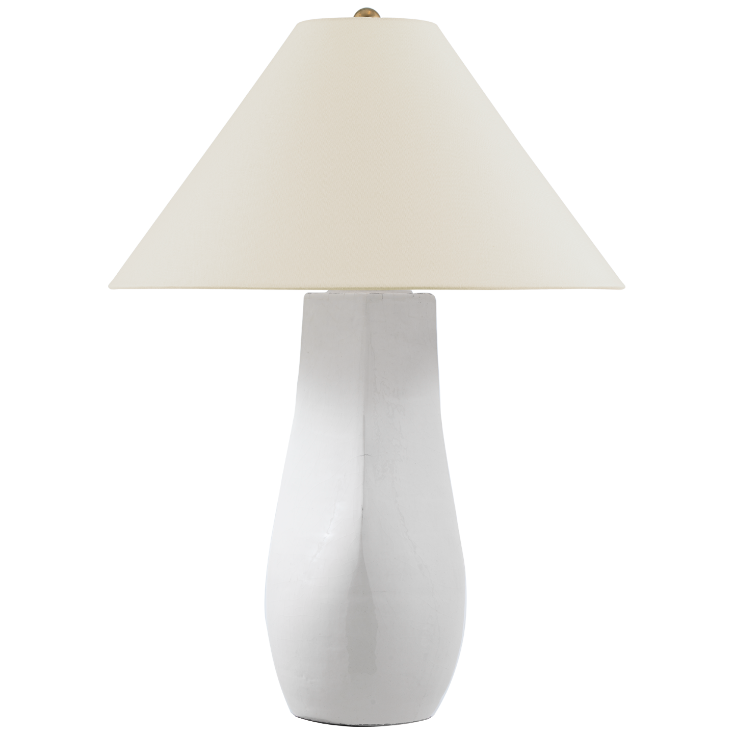 Cabazon 30" Table Lamp in Glossy White Crackle with Linen Shade