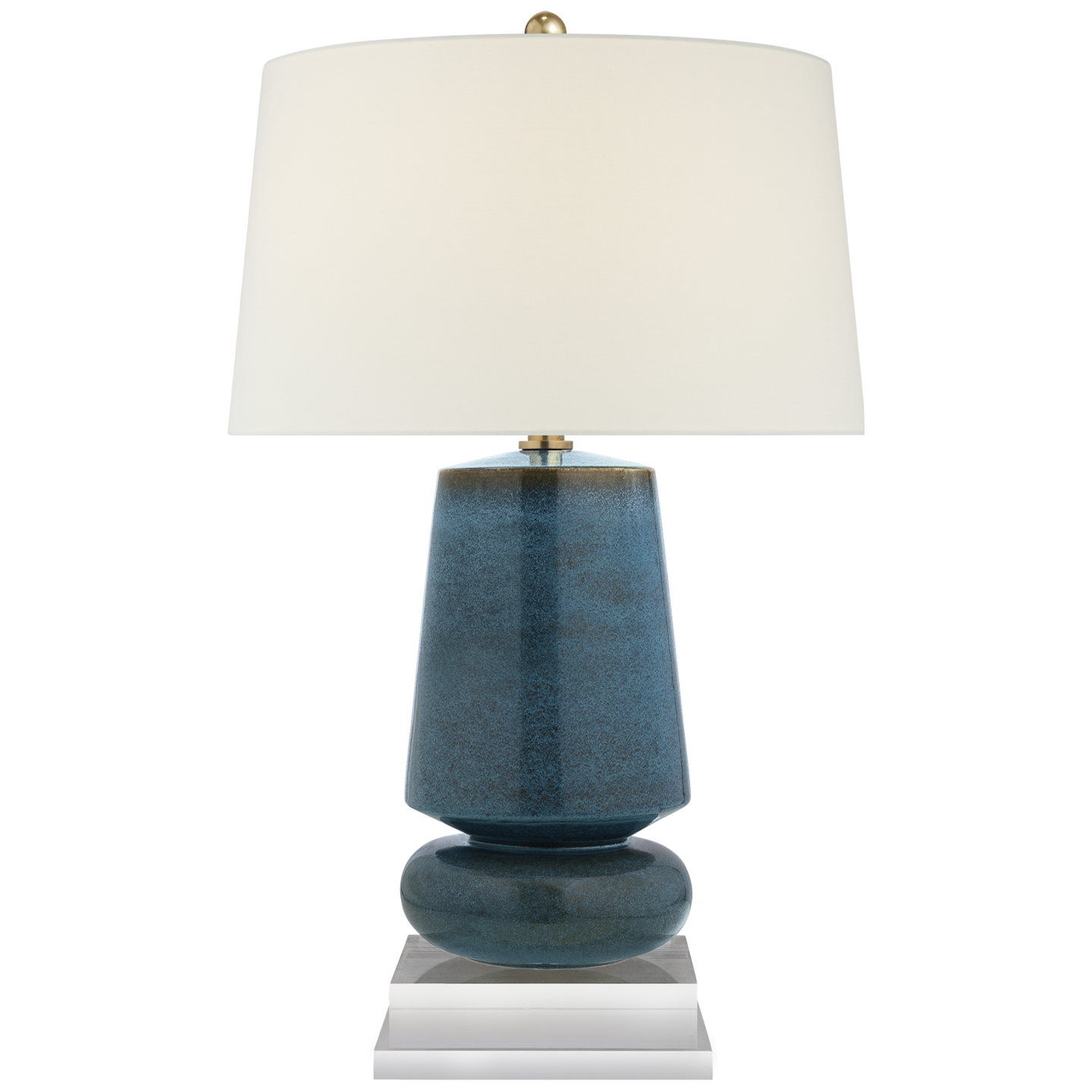 Parisienne Small Table Lamp in Oslo Blue with Linen Shade Open Box