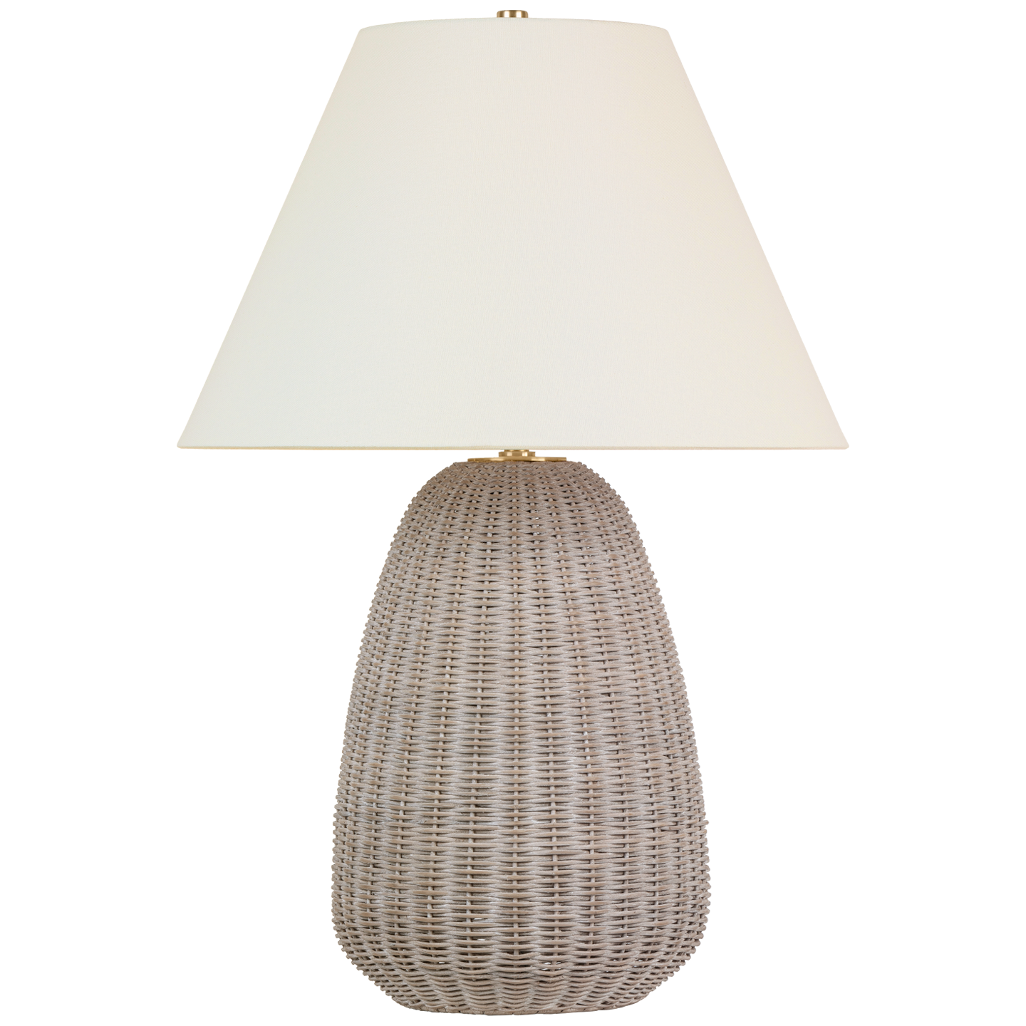 Kokomo 30" Table Lamp in Ash Wicker and Antique-Burnished Brass with Linen Shade