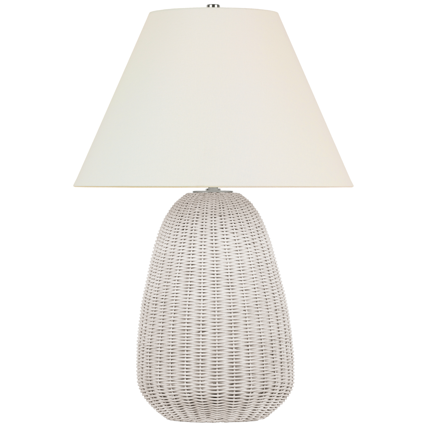 Kokomo 30" Table Lamp in Chalk Wicker and Polished Nickel with Linen Shade
