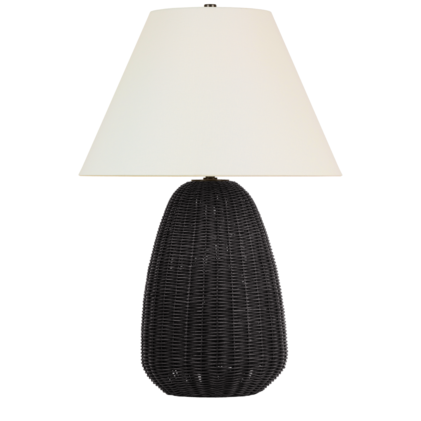 Kokomo 30" Table Lamp in Charcoal Wicker and Bronze with Linen Shade
