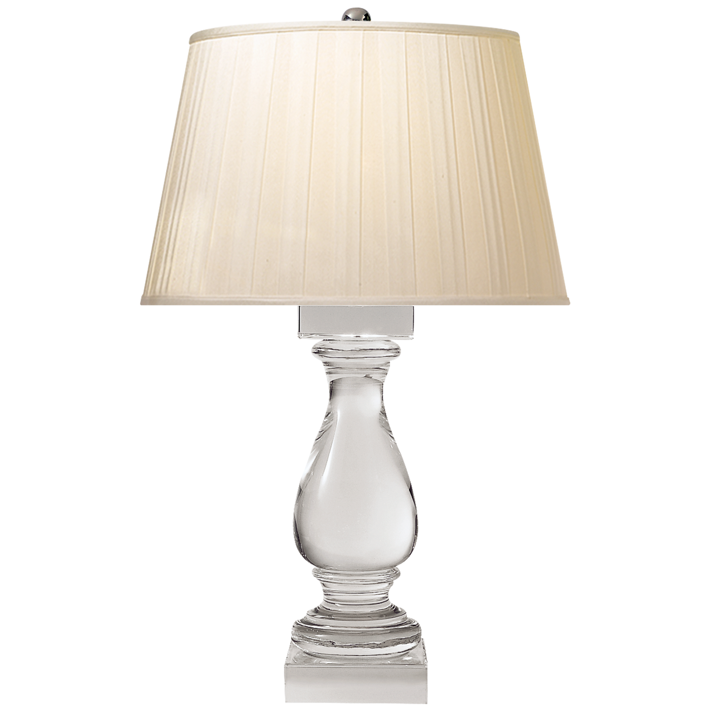 Balustrade Table Lamp in Crystal with Silk Box Pleated Shade Open Box