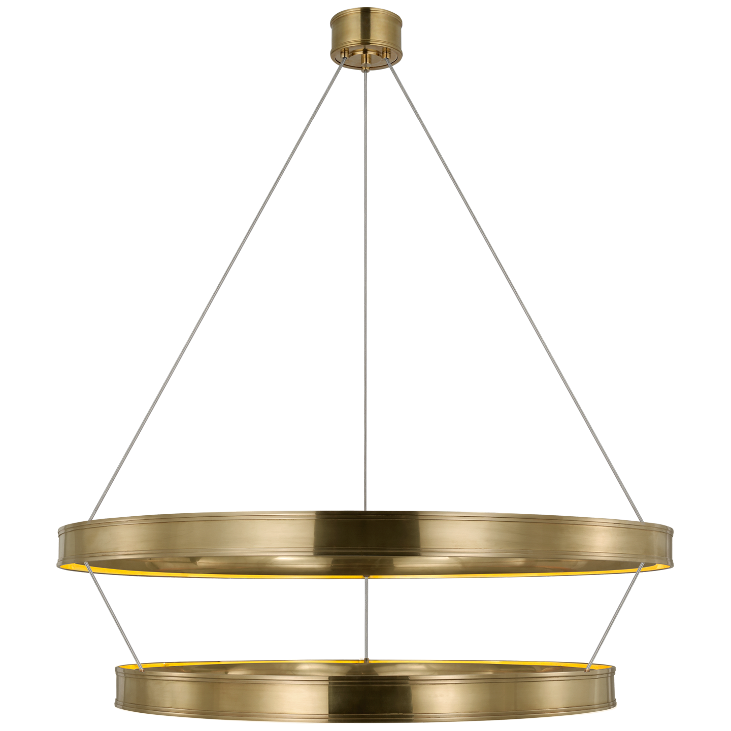 Connery 50" Two-Tier Ring Chandelier in Antique-Burnished Brass