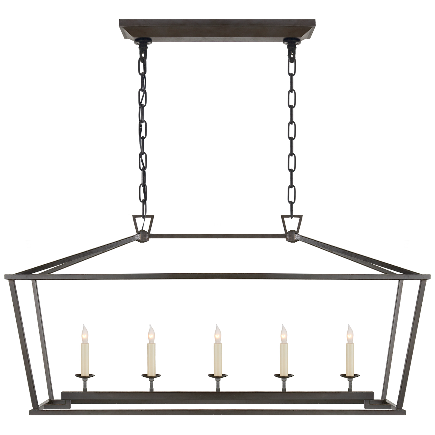 Darlana Medium Linear Lantern in Aged Iron Open Box
