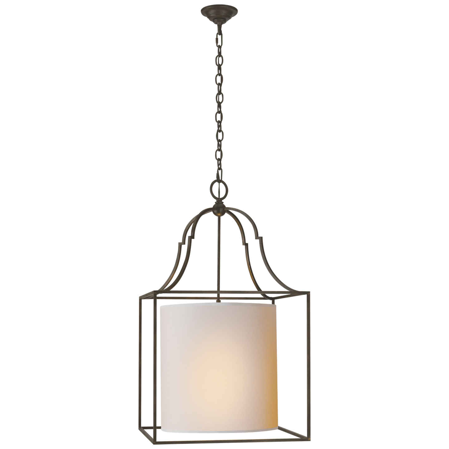 Gustavian Lantern in Aged Iron with Natural Paper Shade Open Box