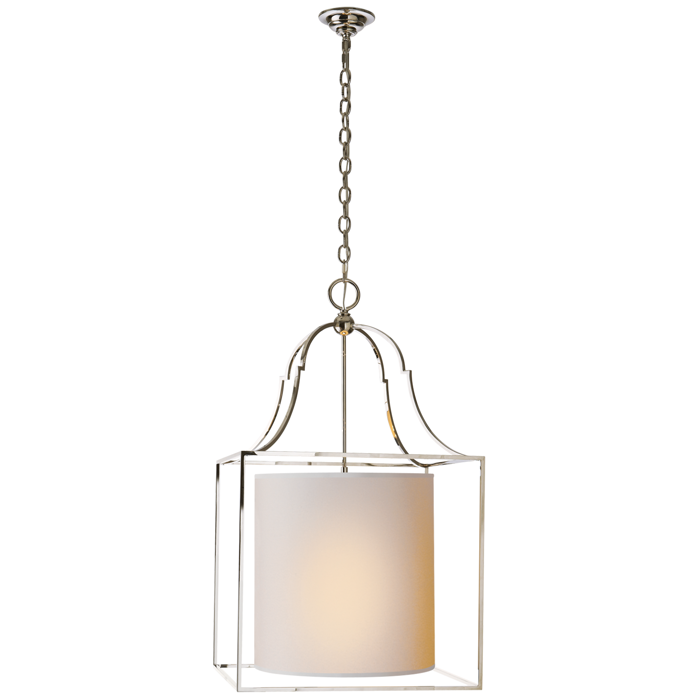 Gustavian Lantern in Polished Nickel with Natural Paper Shade Open Box