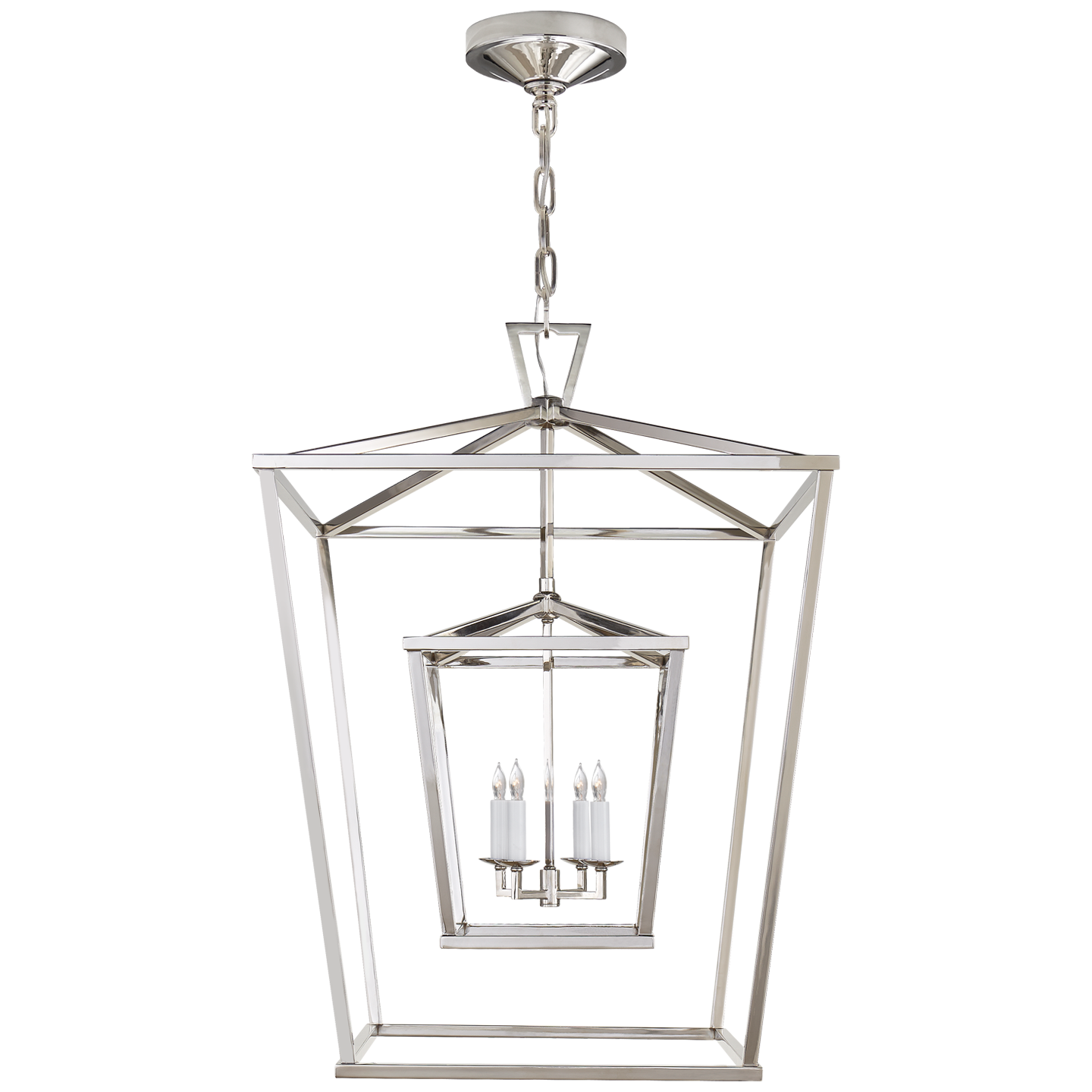 Darlana Large Double Cage Lantern in Polished Nickel Open Box