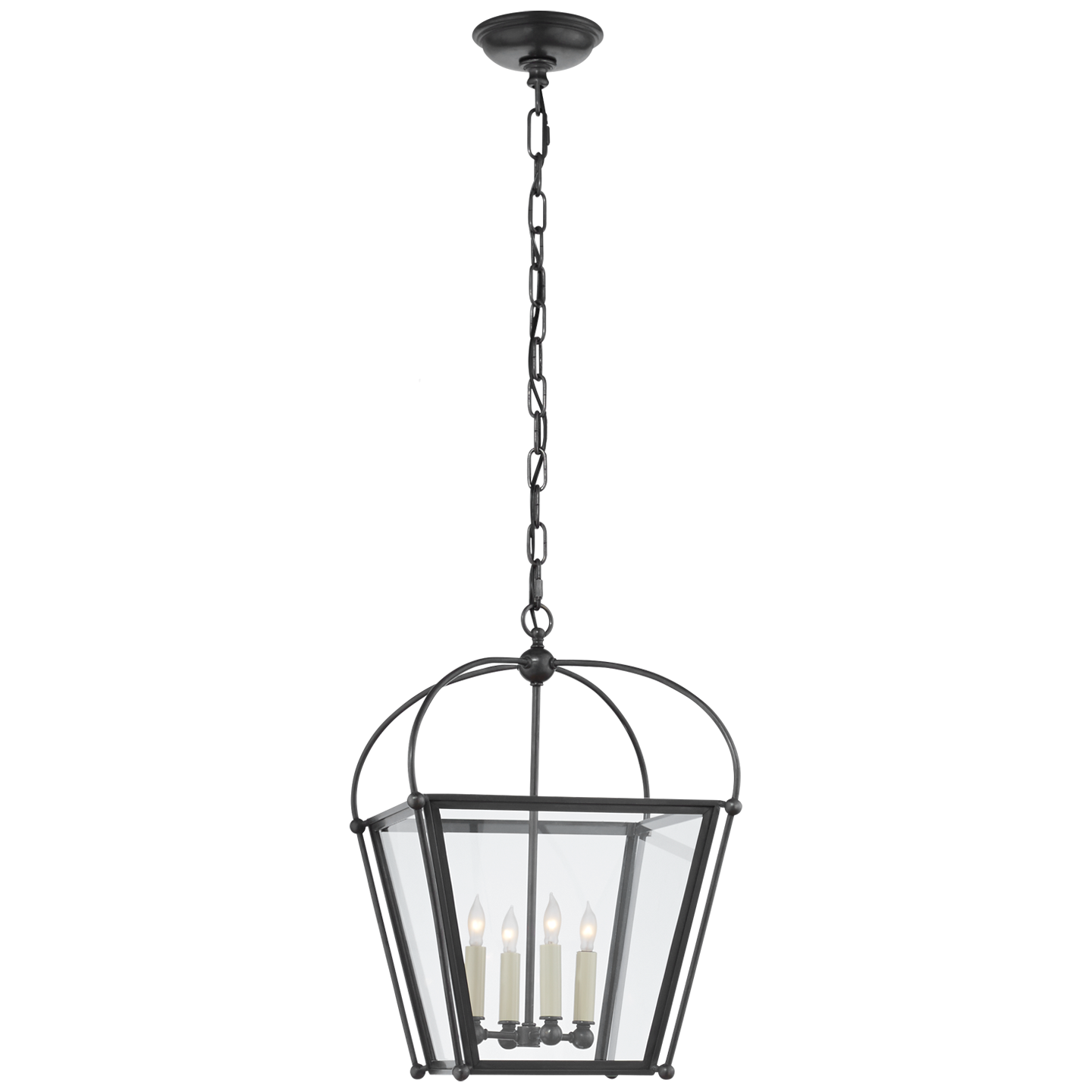 Riverside Small Square Lantern in Bronze with Clear Glass Open Box