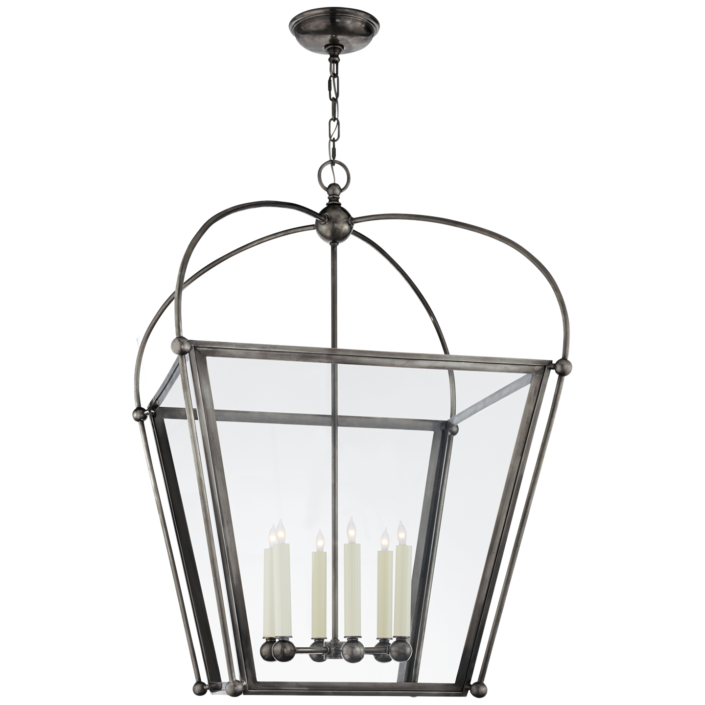 Riverside Large Square Lantern in Bronze with Clear Glass Open Box