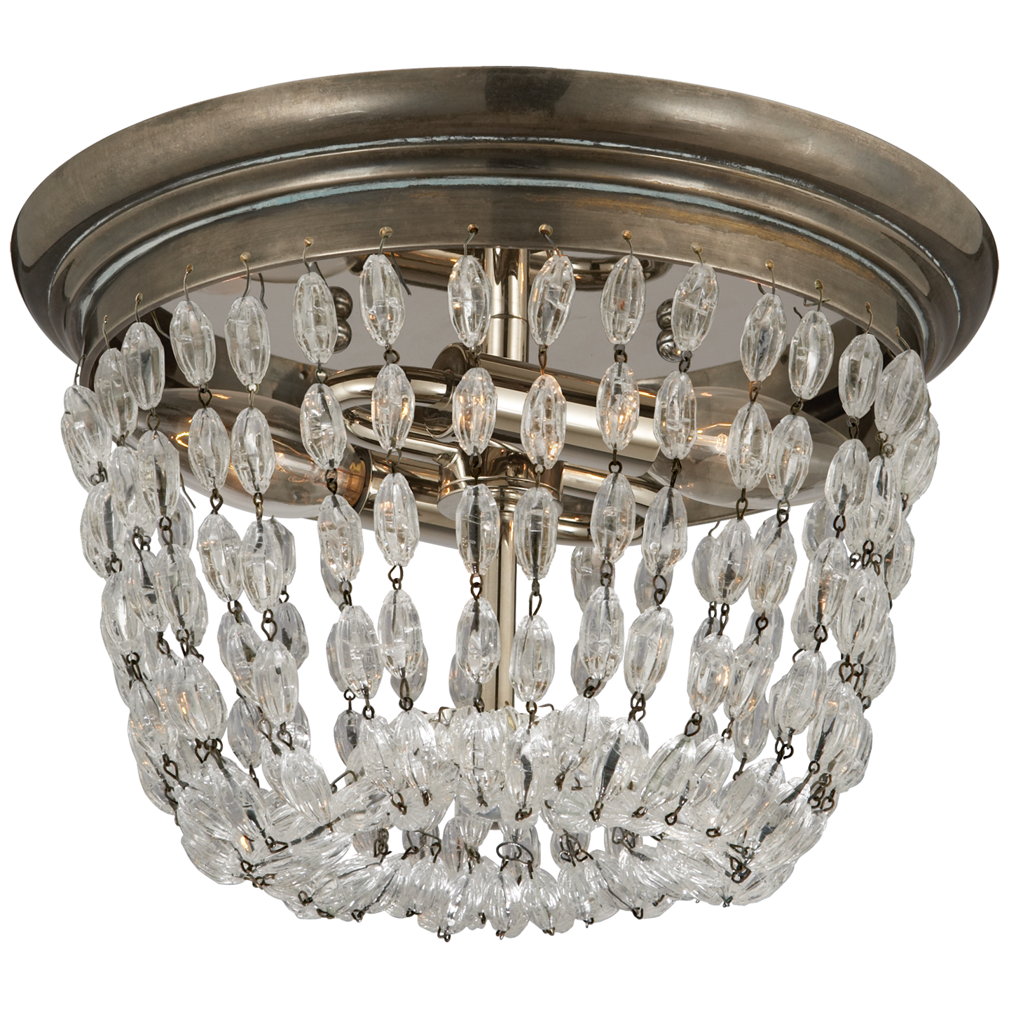 Paris Flea Market Small Flush Mount in Sheffield Silver with Seeded Glass Open Box