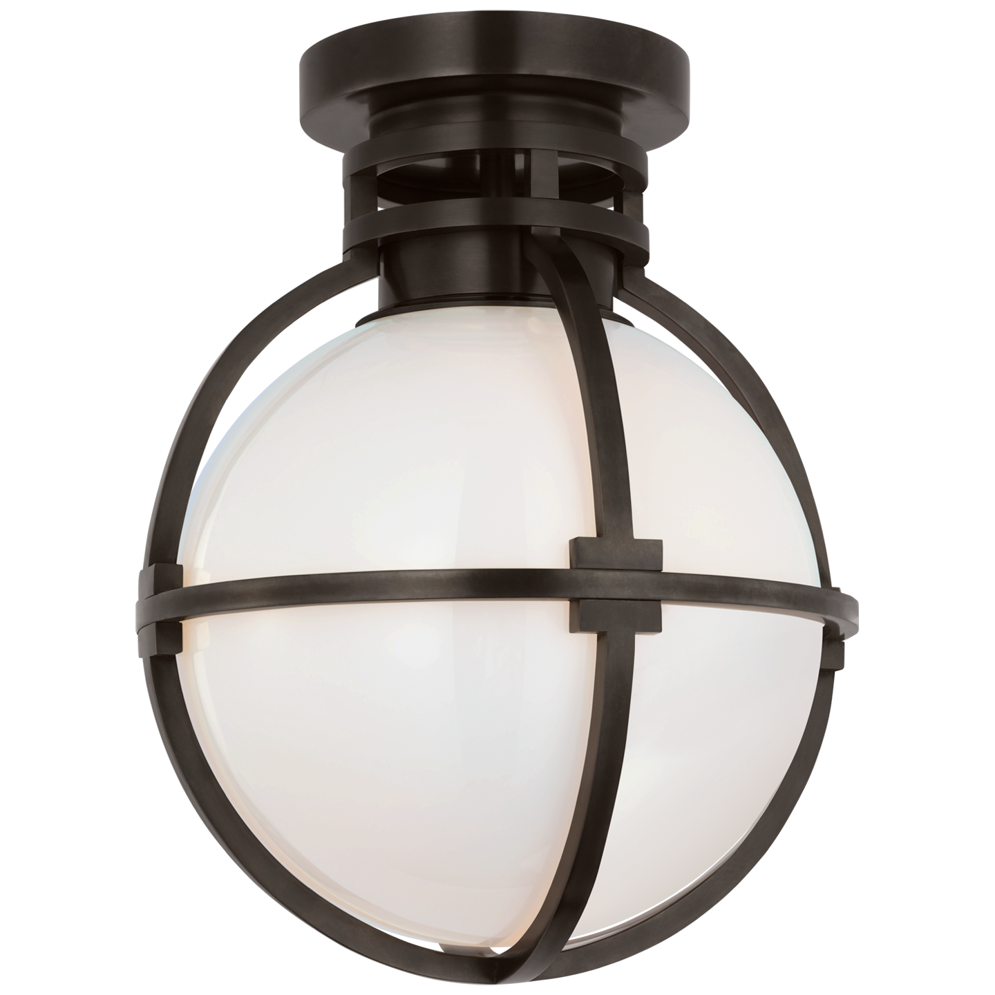 Gracie 10" Captured Globe Flush Mount in Bronze with White Glass Open Box