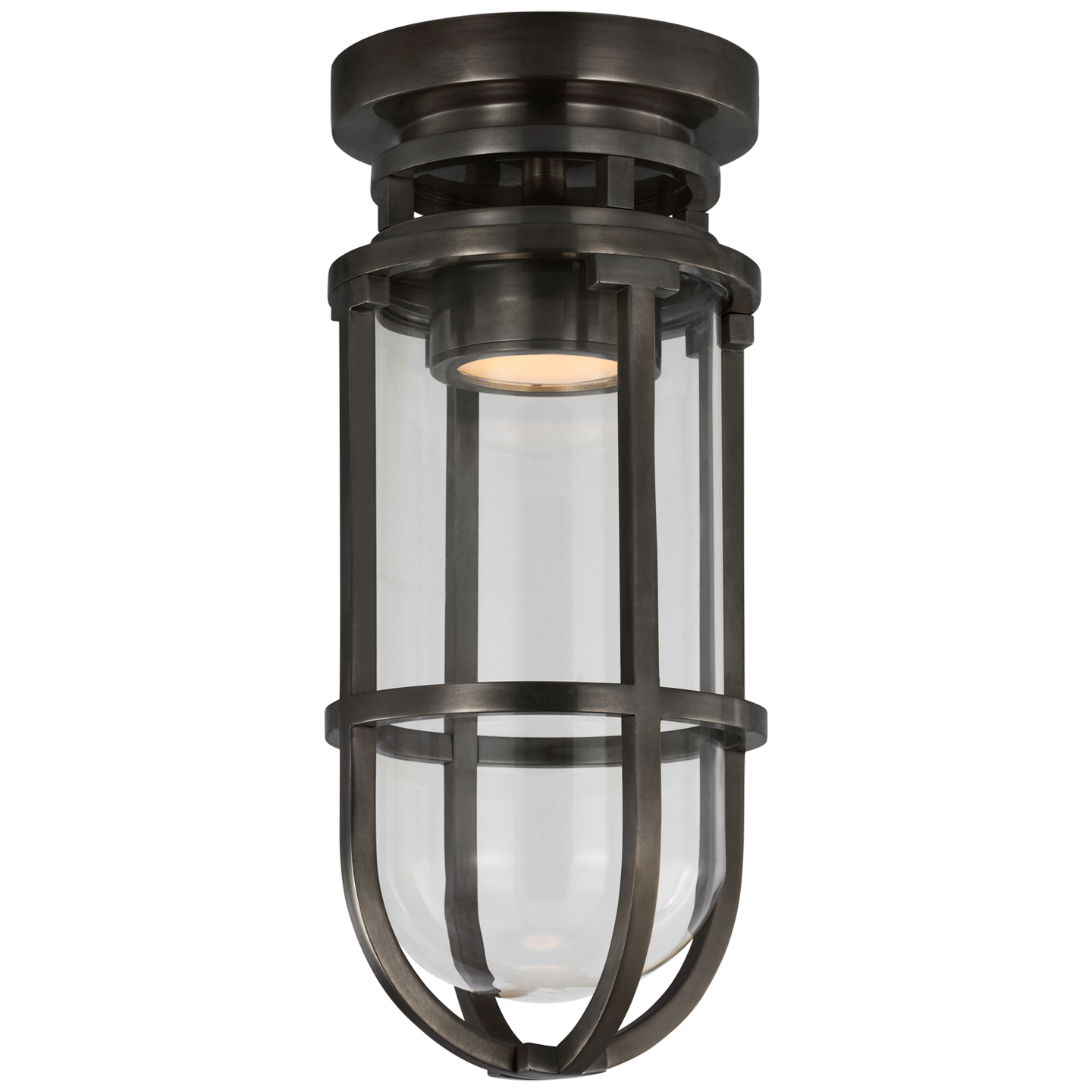 Gracie Tall Flush Mount in Bronze with Clear Glass Open Box