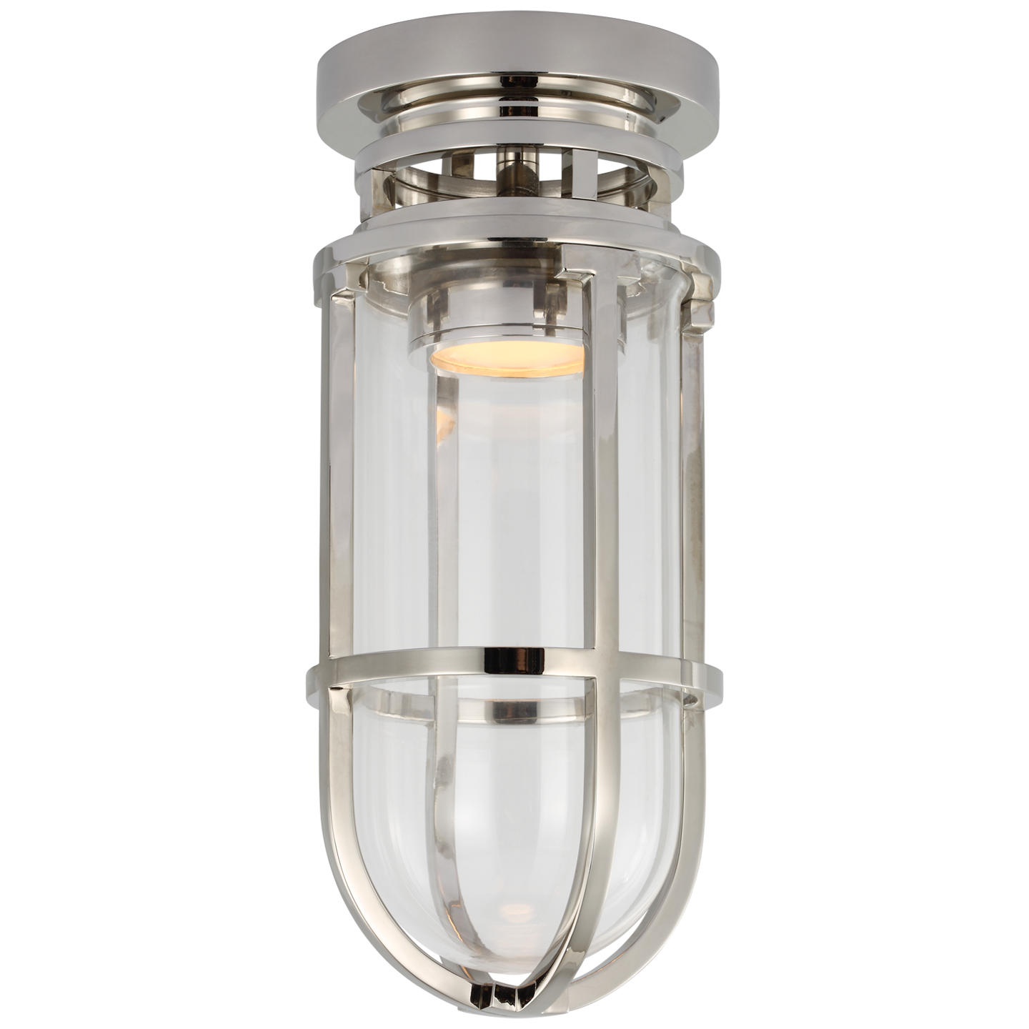 Gracie Tall Flush Mount in Polished Nickel with Clear Glass Open Box