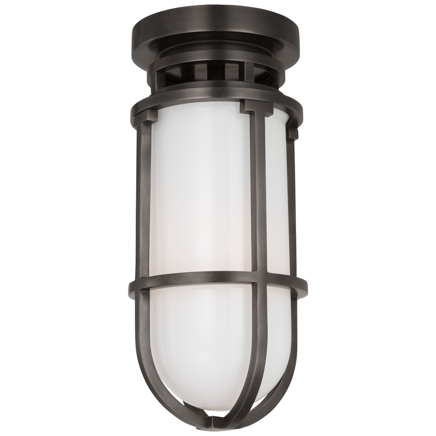 Gracie Tall Flush Mount in Bronze with White Glass