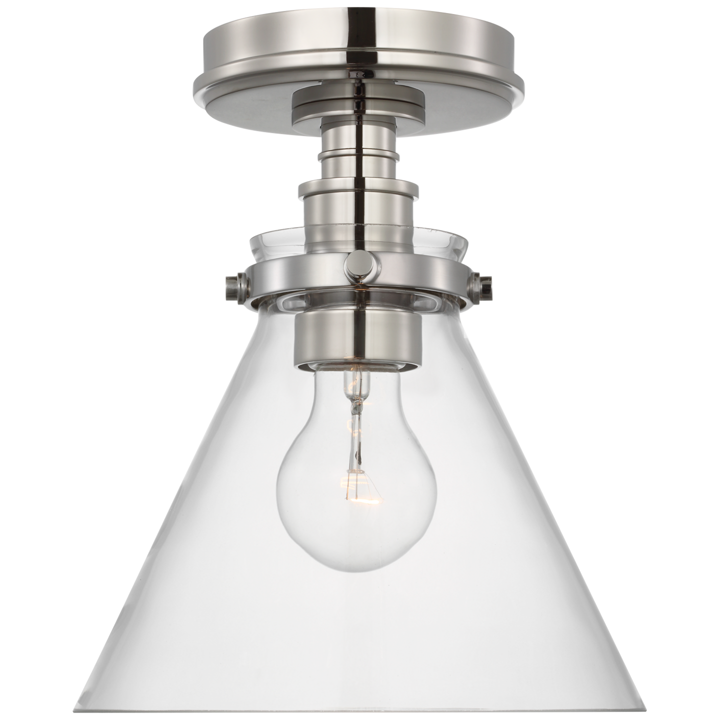 Parkington 9" Conical Flush Mount in Polished Nicke
                            </div>
                            <div class=