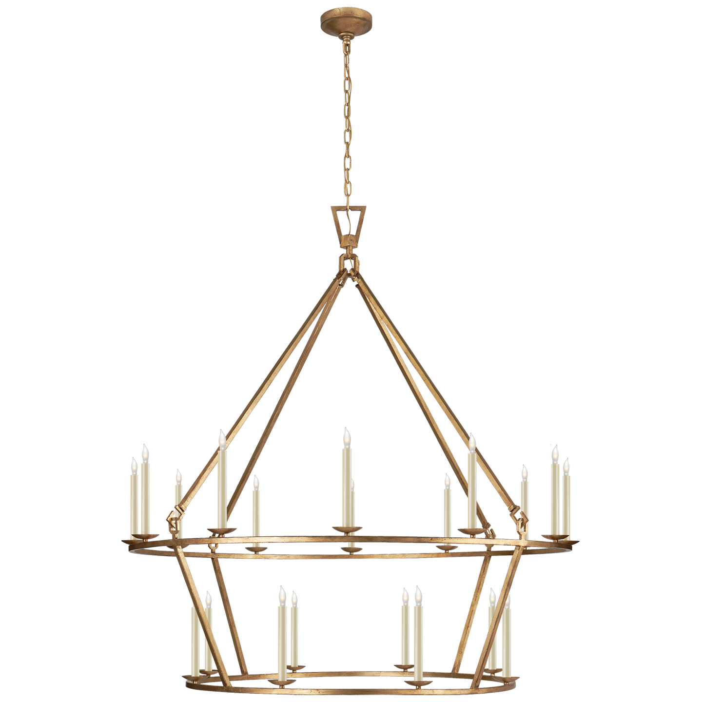 Darlana Extra Large Two-Tier Chandelier in Gilded Iron Open Box