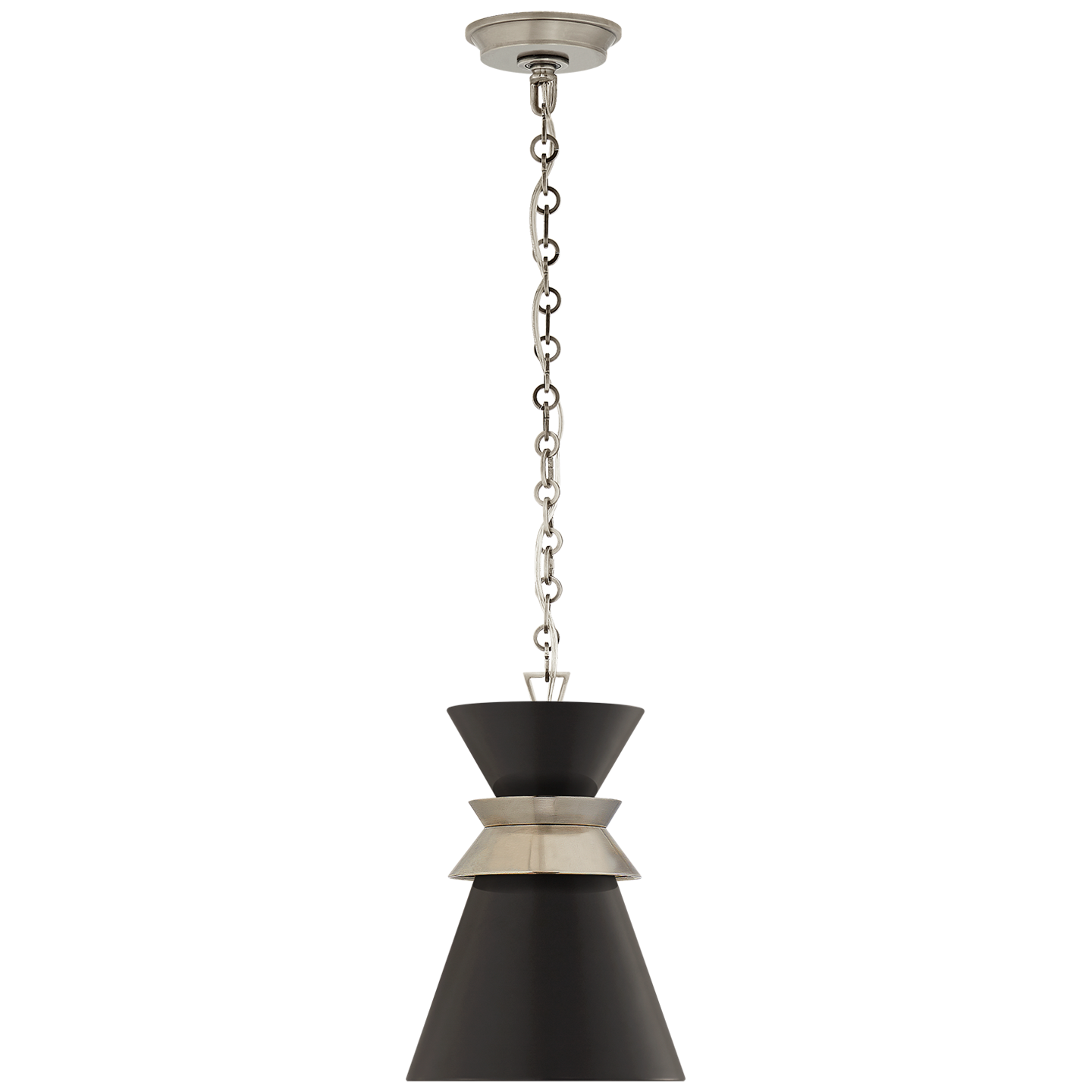 Alborg Small Stacked Pendant in Antique Nickel with Matte Black Shade Open Box