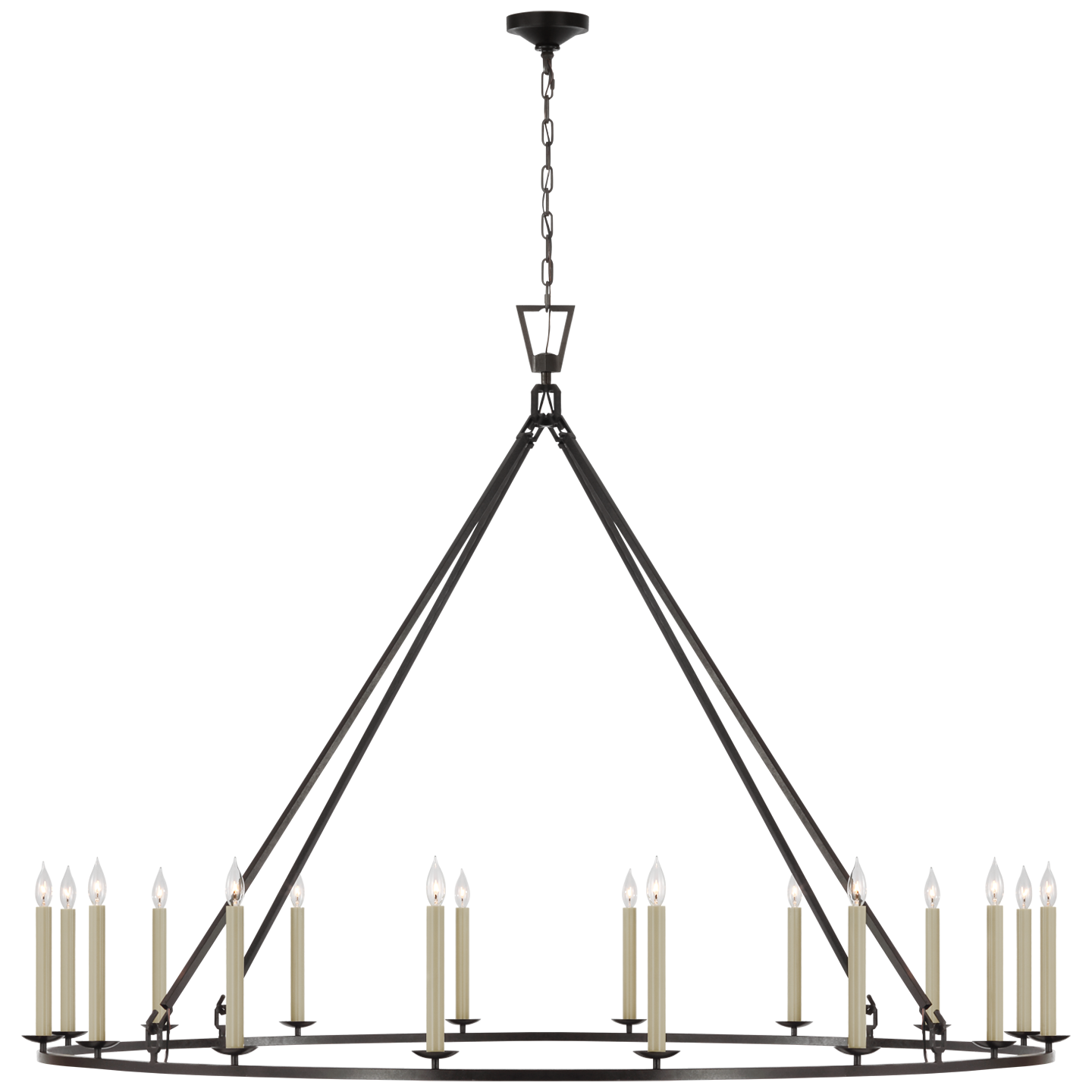 Darlana Grande Single Ring Chandelier in Aged Iron Open Box